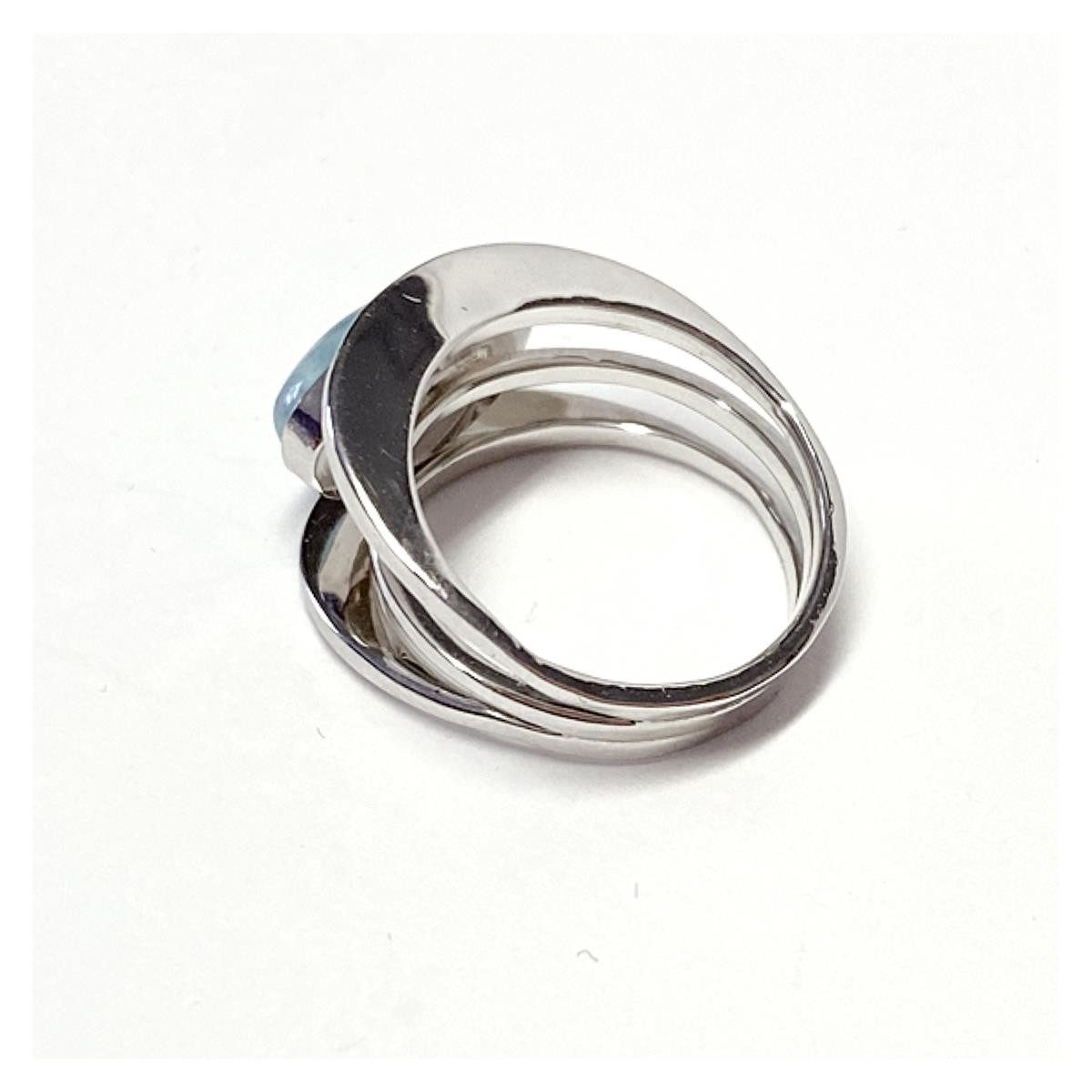 Edelschmiede925 Silberring moderner Silberring 925/- rh. mit Larimar Cabochon #50