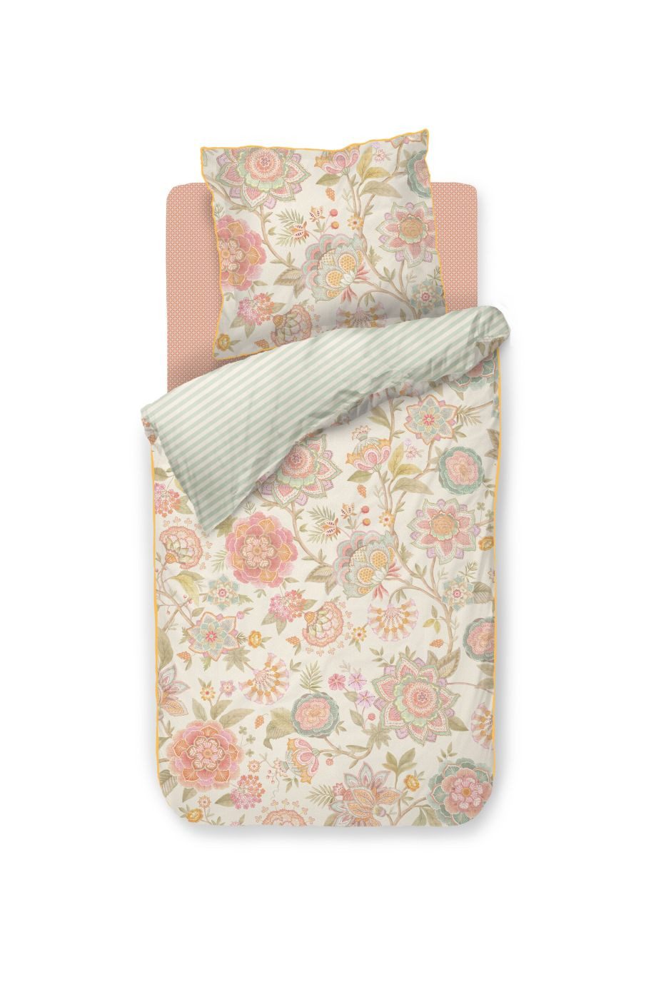 PiP Studio Bettwäsche Bettwäsche DE PIP Bombay Bold Off-white 200x200 Cremefarben, Perkal, 1 teilig, 200 x 200 cm + 2x 80 x 80 cm