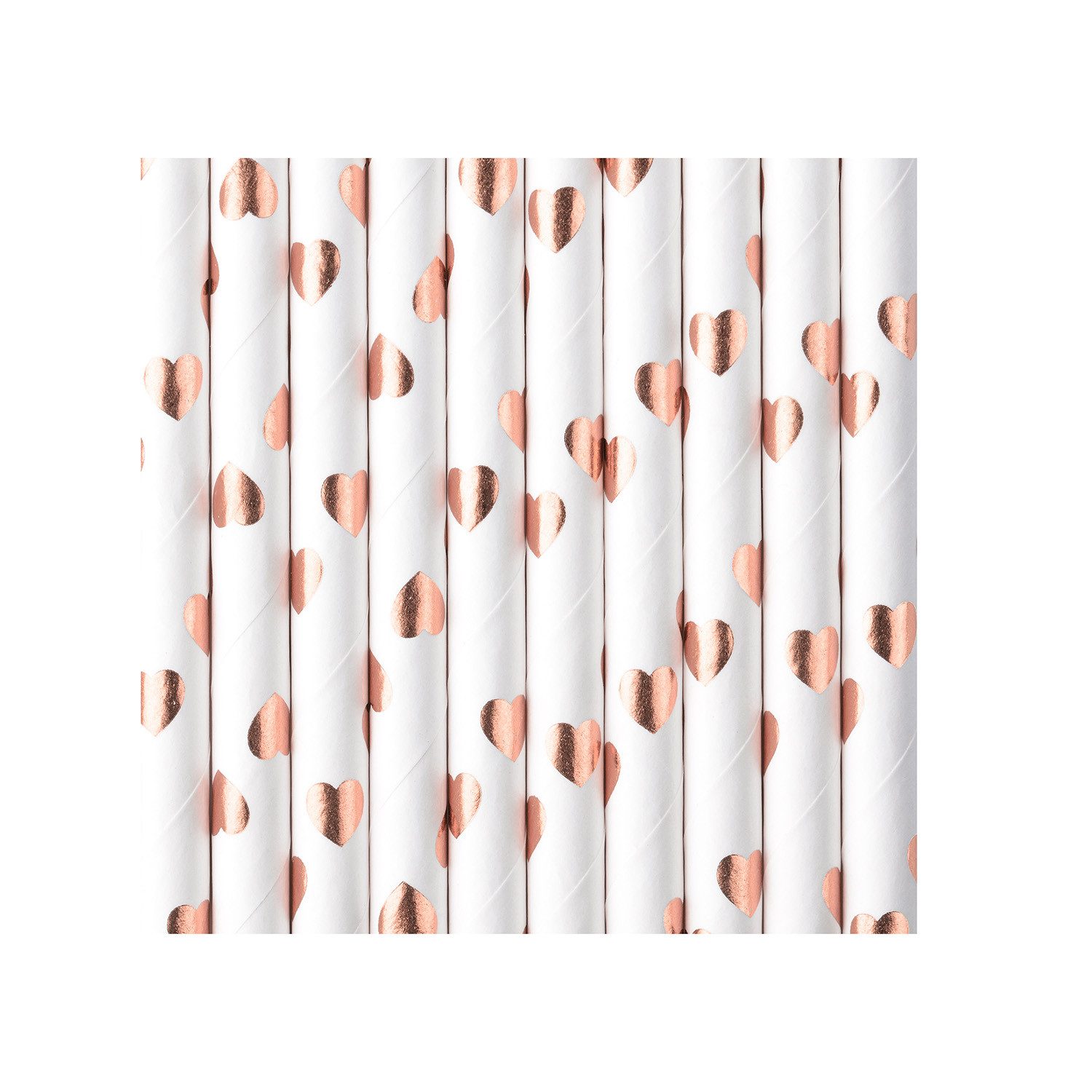 partydeco Hängedekoration Strohhalm Papier Stripes 10Stk./195mm Rosegold