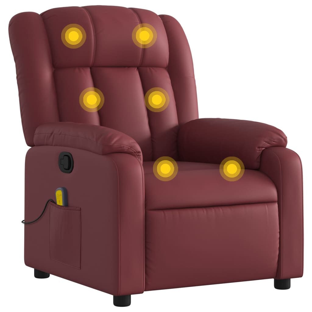 vidaXL Sessel Massagesessel Weinrot Kunstleder (1-St) günstig online kaufen