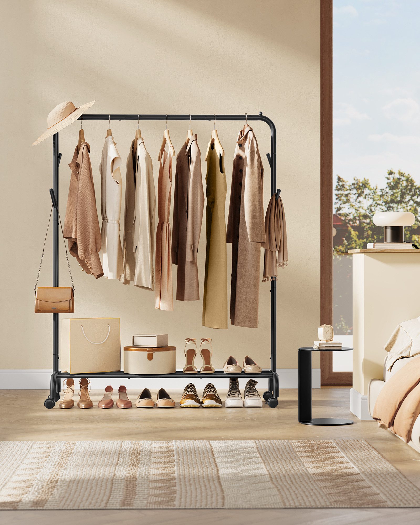 SONGMICS Kleiderständer, Garderobenständer auf Rollen, bis 50 kg belastbar, günstig online kaufen