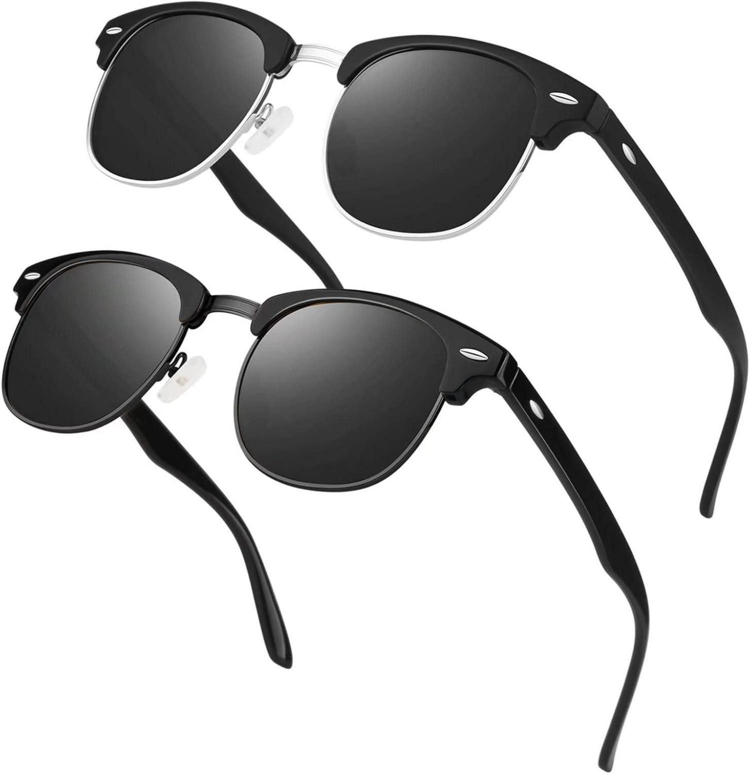 Retrosonnenbrille Polarisierte Sonnenbrille Retro Halbrahmen UV400 für Herren Damen, 2