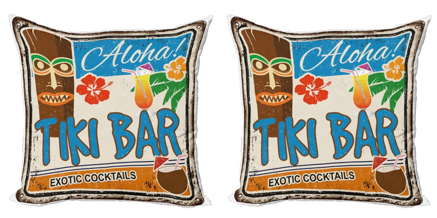 Doppelseitiger Abakuhaus Tiki Accent Bar (2 Kissenbezüge Weinlese-Zeichen Modern Digitaldruck, Stück),