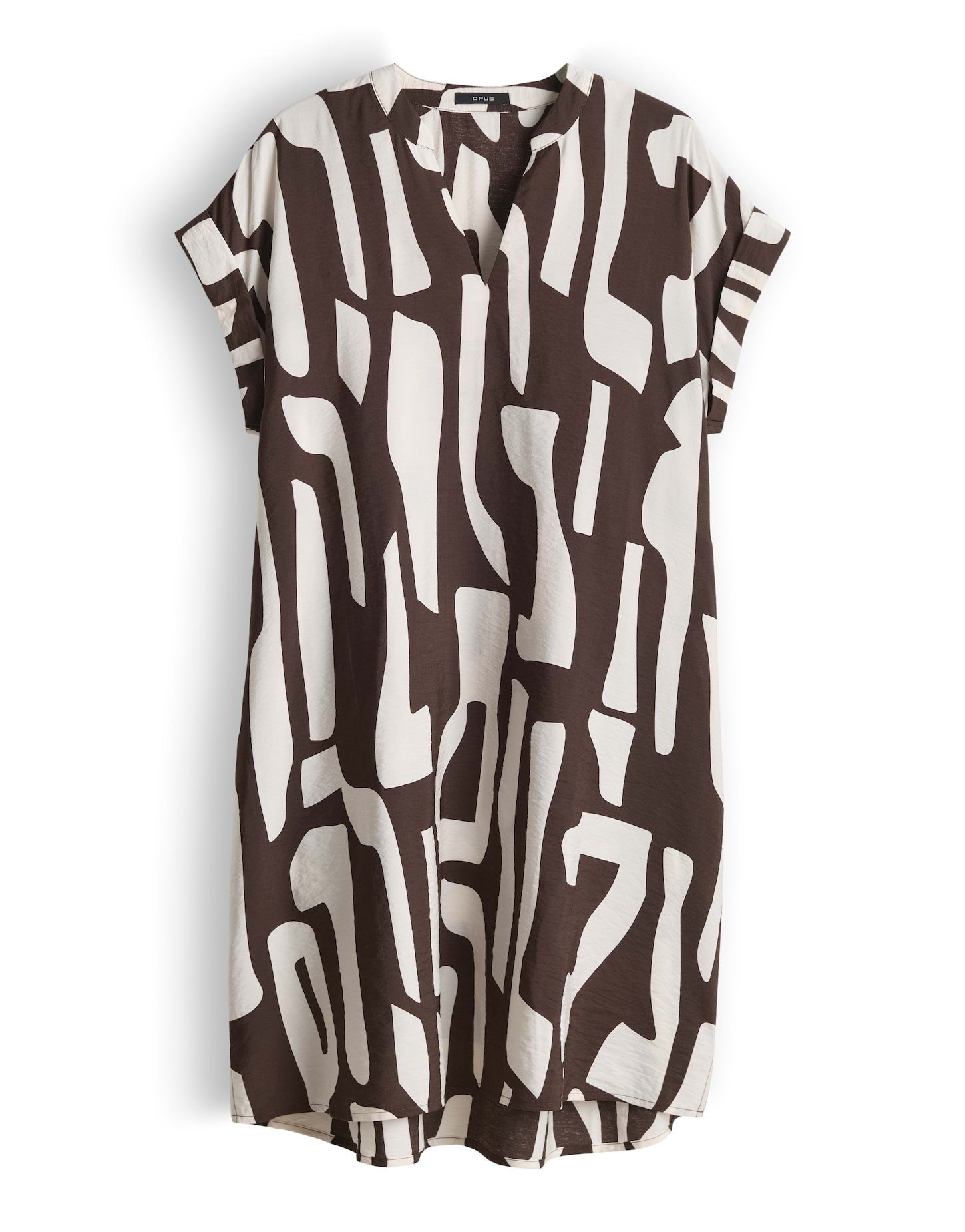 OPUS Shirtkleid Wulana dune aus glatter Webware mit Crash Optik