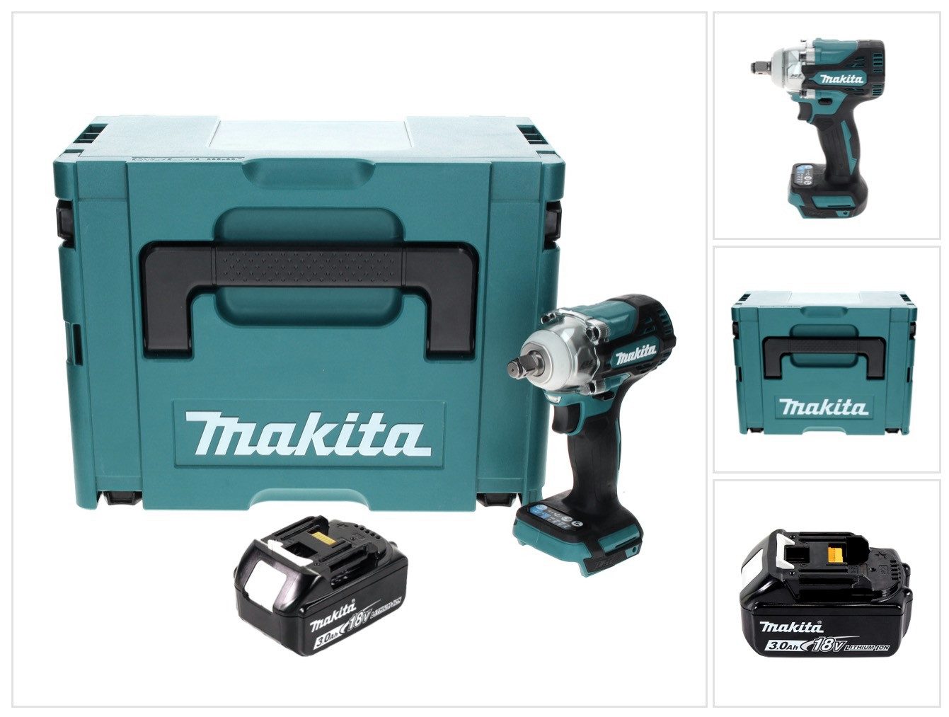 Makita Akku-Schlagschrauber DTW 300 F1J 18 V 330 Nm 1/2" Brushless + 1x Akku 3,0 Ah + Makpac