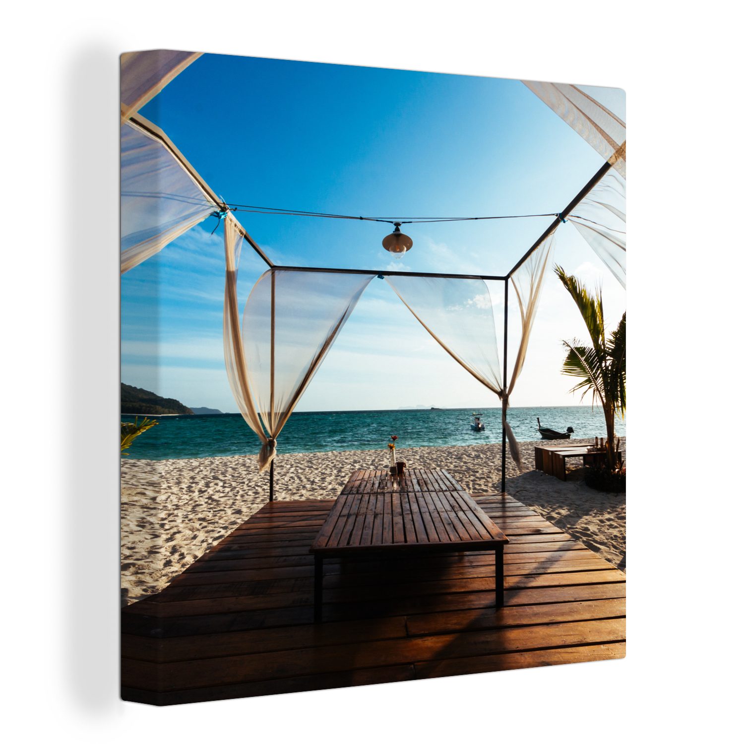 OneMillionCanvasses® Leinwandbild Strand - Himmel - Meer, (1 St), Leinwand Bilder für Wohnzimmer Schlafzimmer