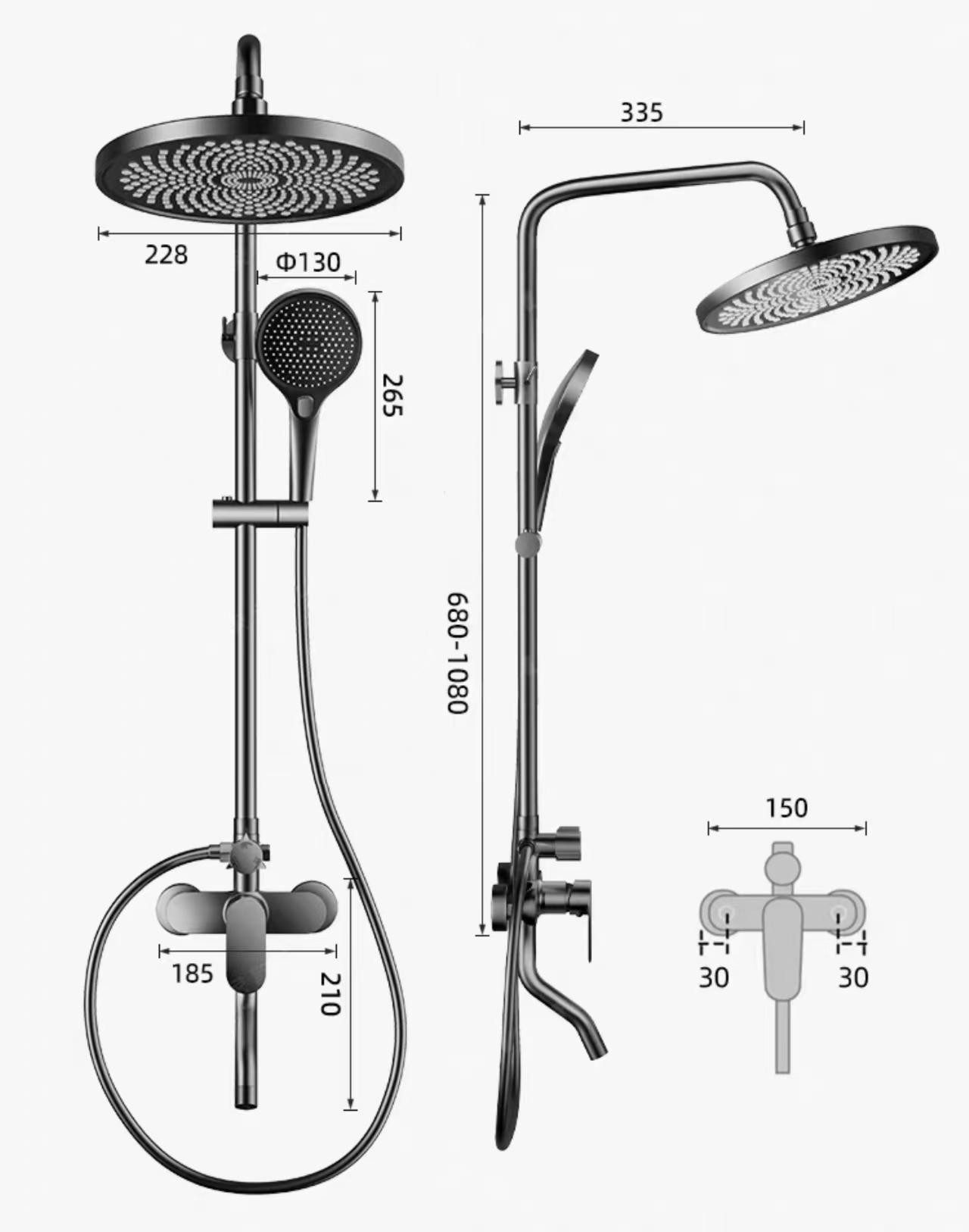 Faizee Home Duschsystem Faizee Home Duschsystem Zerena– Regendusche mit Handbrause
