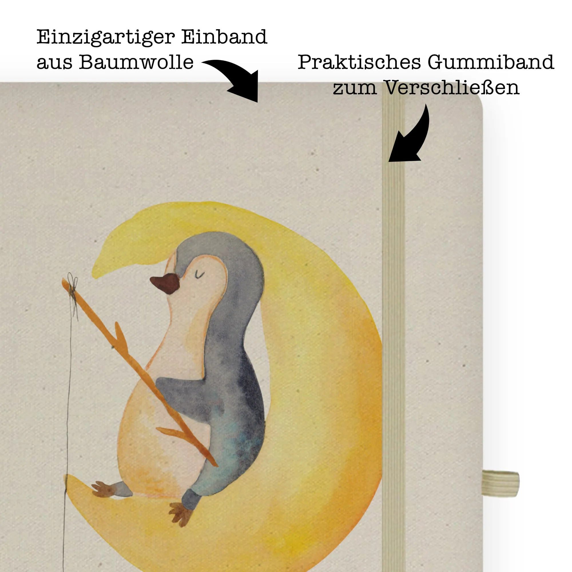 Thumbnail - Mr. & Mrs. Panda Notizbuch Pinguin Mond - Transparent - Geschenk, erschöpft, DIN A4 Journal, Gäs Mr. & Mrs. Panda, Echte...