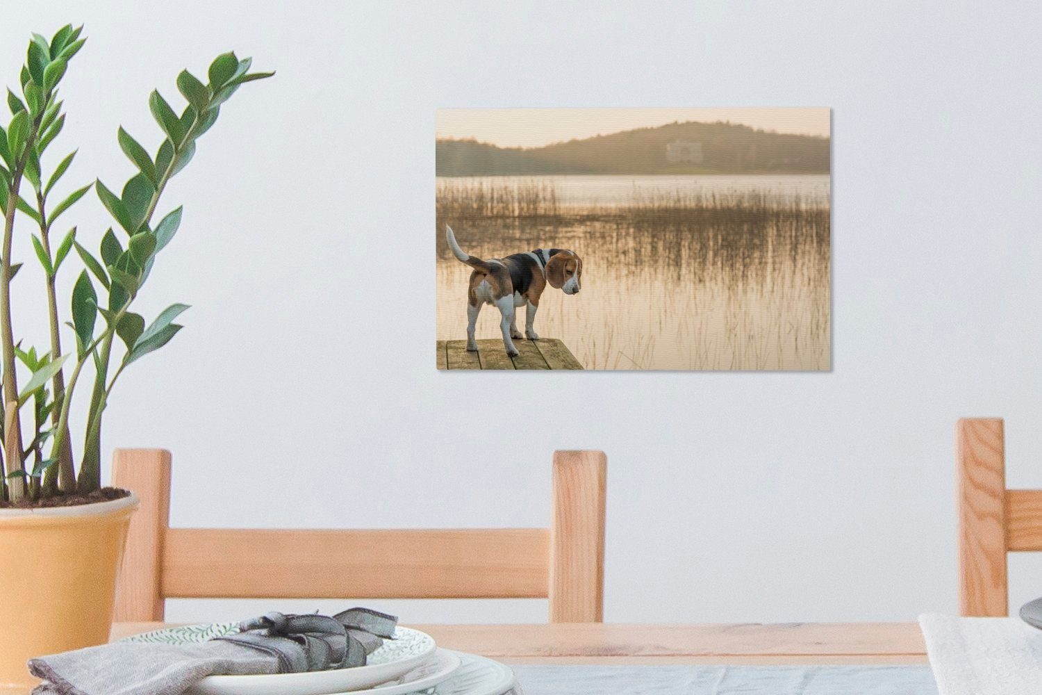 Wanddeko, Leinwandbilder, an einem See, Leinwandbild 30x20 Aufhängefertig, Wandbild cm (1 Beagle St), OneMillionCanvasses®