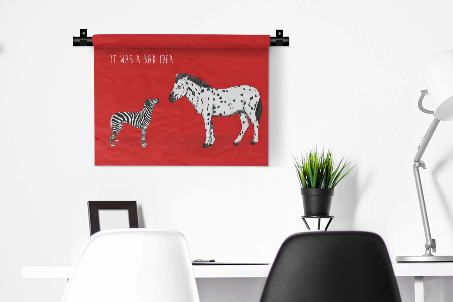 Idee Zebra - - Zitate Es - MuchoWow Schlafzimmer, schlechte eine Wanddeko war - Hund für Wohnzimmer, Pferd, Kinderzimmer Kleid, Wandbehang, Wanddekoobjekt