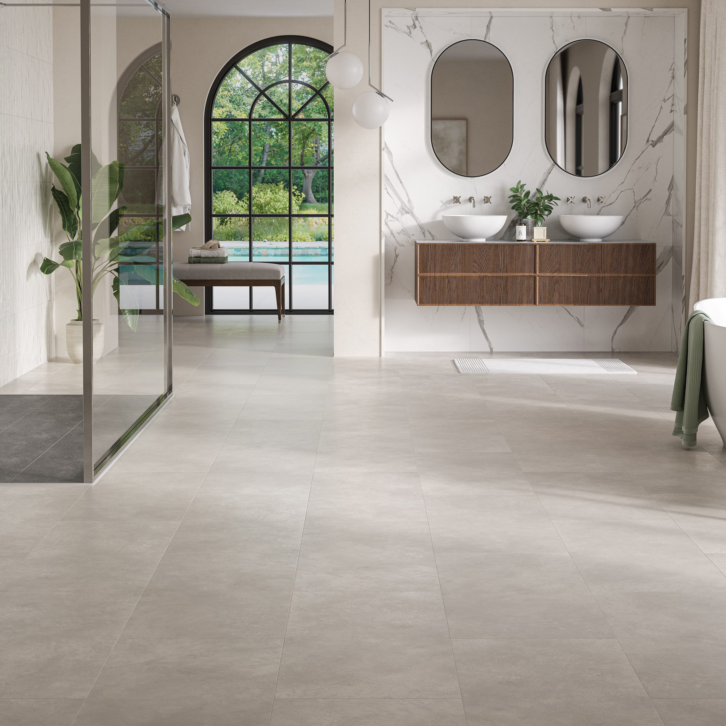 PARADOR Designboden Modular ONE Hydron Beton weiß, 8 St., Designboden zum klicken 2,76m² (8 Dielen) pro Karton, Stein