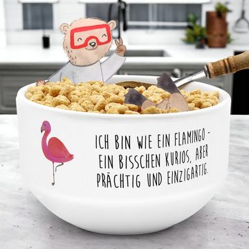 Mr. & Mrs. Panda Müslischale Flamingo Classic - Weiß - Geschenk, Schüssel, ich, Dessertschüssel, M, Keramik, (1-tlg), Multifunktional