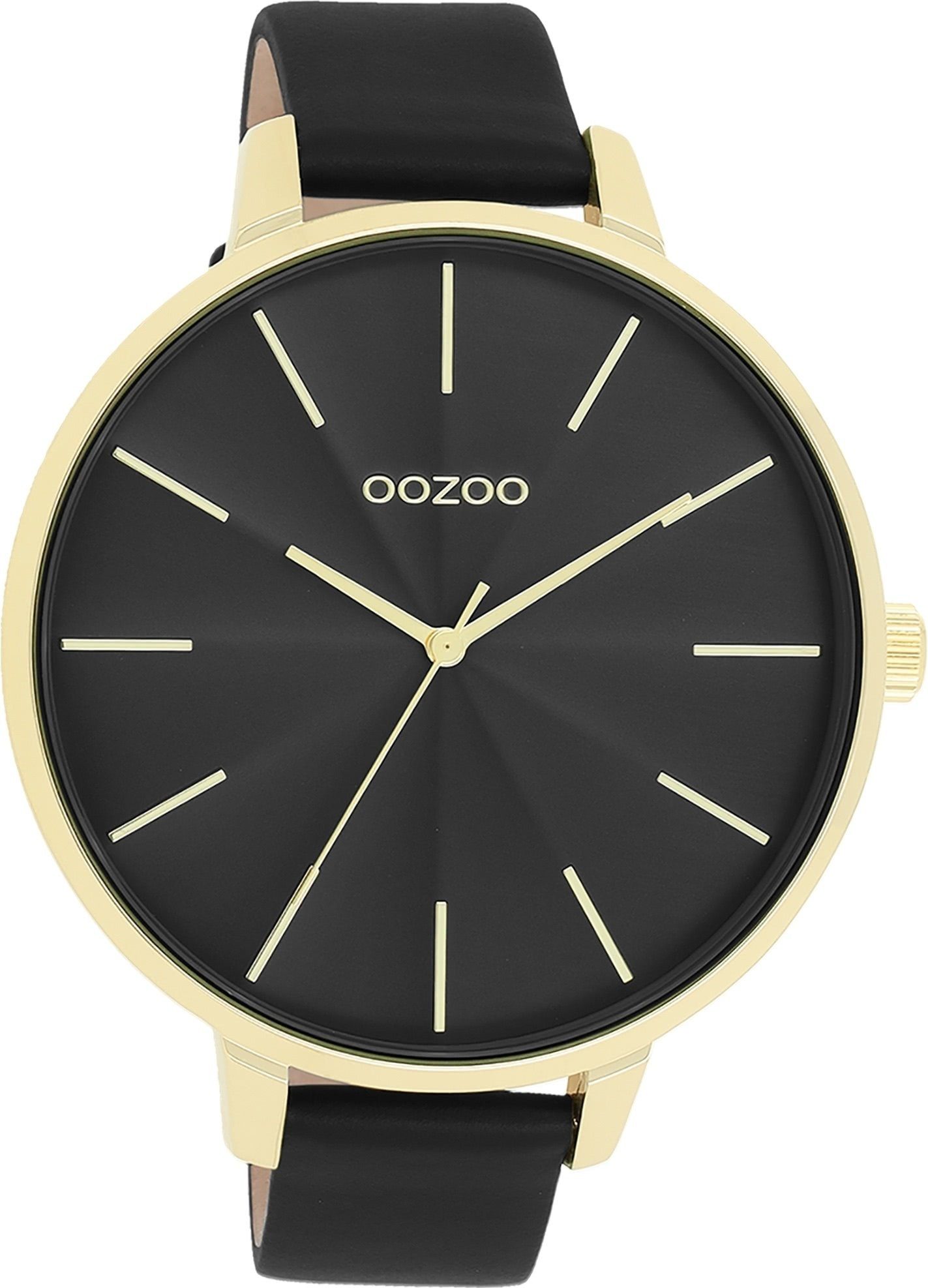OOZOO Quarzuhr (ca. extra Fashion-Style rund, Damen Timepieces Oozoo groß Armbanduhr Damenuhr 48mm) Lederarmband, Analog