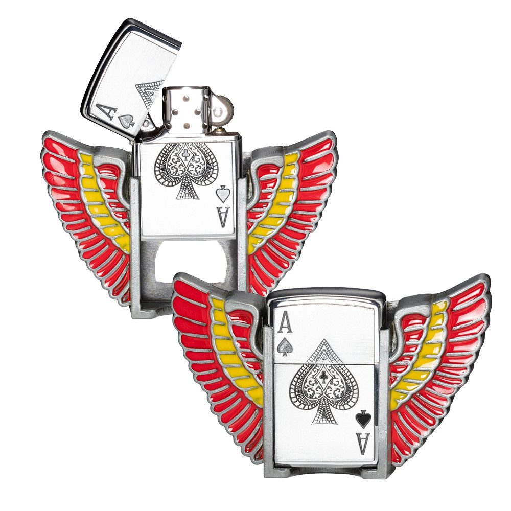 Stars & Stripes Gürtelschnalle Wings Fire Gürtelschließe mit herausnehmbaren Sturmfeuerzeug