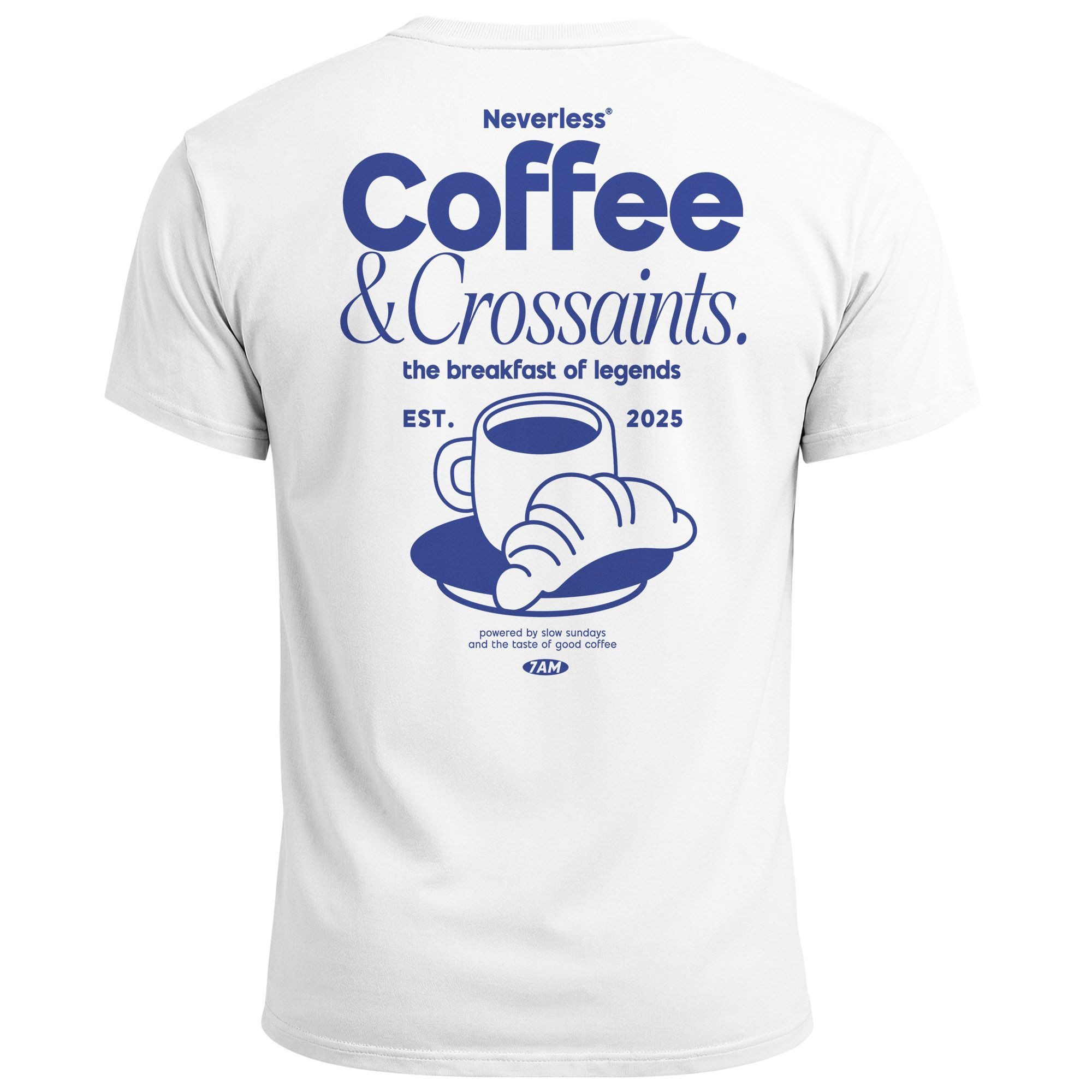 Print-Shirt Herren T-Shirt Backprint Grafikshirt Rückendruck Coffee Croissant