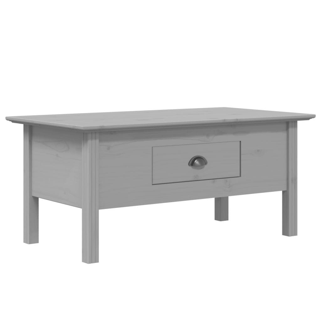 furnicato Couchtisch Eleganter aus Massivholz, Grau, 100 x 55 x 46 cm (1-St), Beistelltisch mit Schublade und Metallgriff im französischen Stil