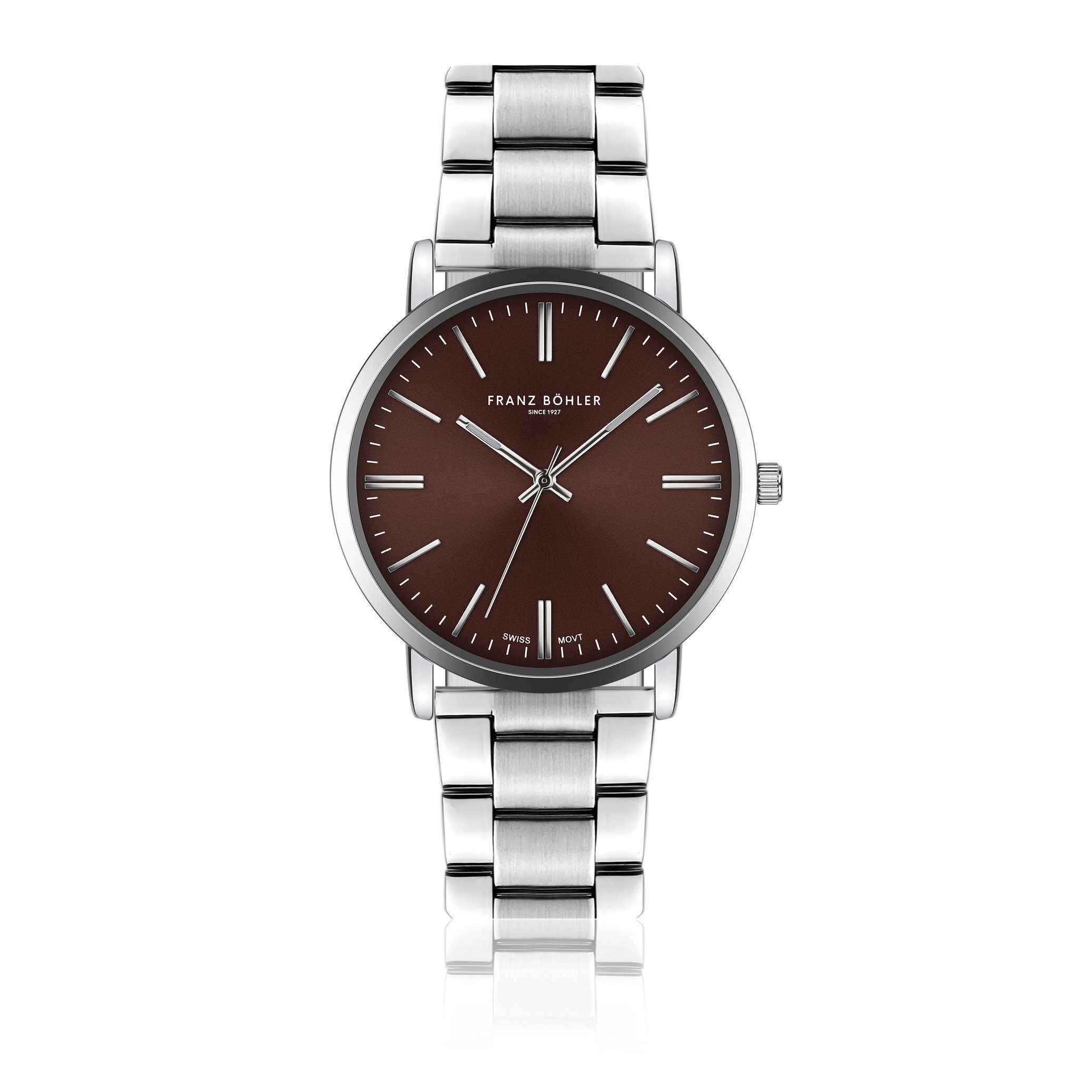 FRANZ BÖHLER Quarzuhr BC3-B090S Lungern Silver Link