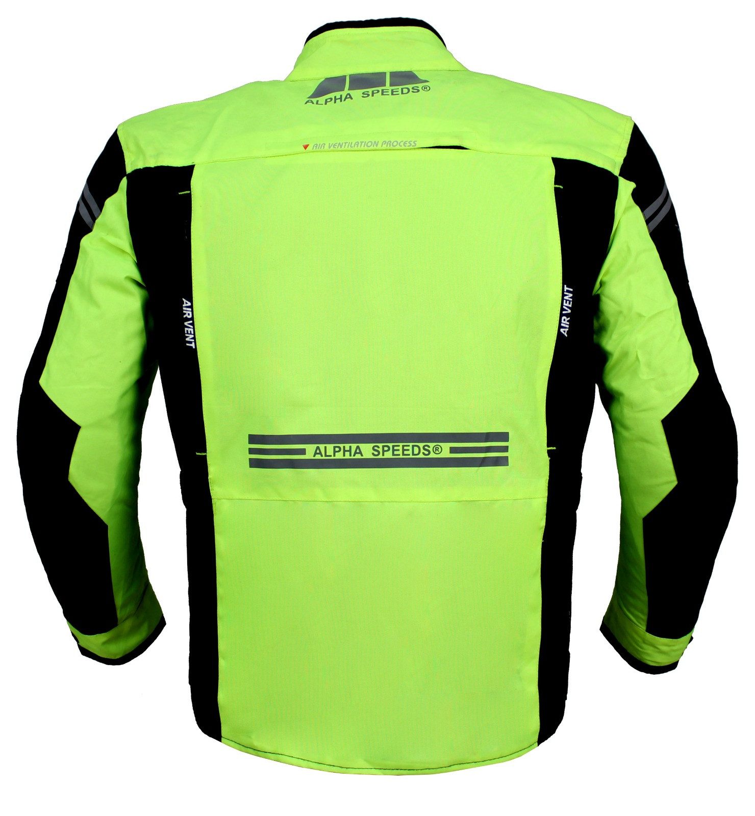 Alpha Speeds Motorradjacke JET PRO, All-Saison Motorradjacke inklusive Protektoren (2026) Abnehmbares Membran + Futter, 7 Belüftungen, 10 Taschen, in Neongelb