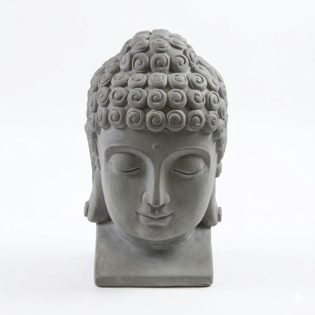 B&S Buddhafigur Buddha Kopf groß H 40 cm Steinfigur Deko Figur Skulptur Feng Shui