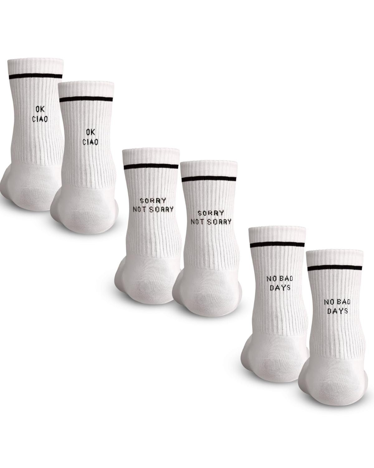 Paar) Tennissocken 3er (Set, Socken Weiße mit mit Made Herren Damen Socken & Set Socken by Nami Retro Atmungsaktive Sprüchen 3 Socks Crew Sprüchen Lustige