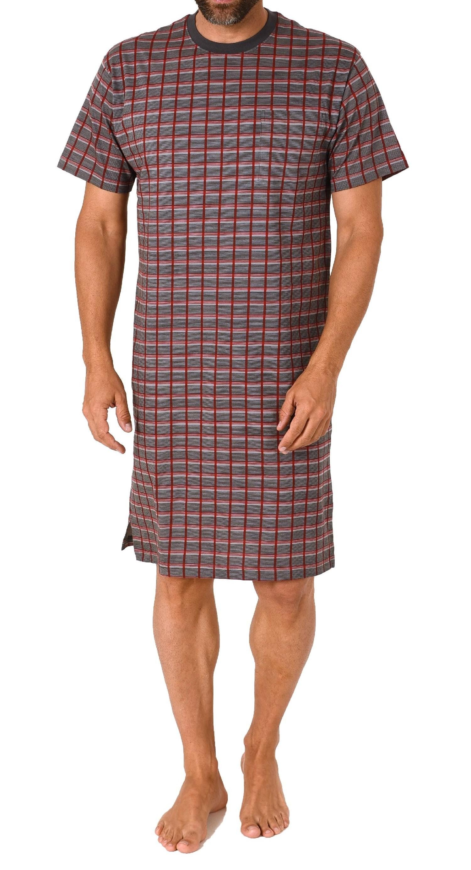 Pyjama Herren kurzarm Nachthemd in Karo Optik - auch in Übergrößen