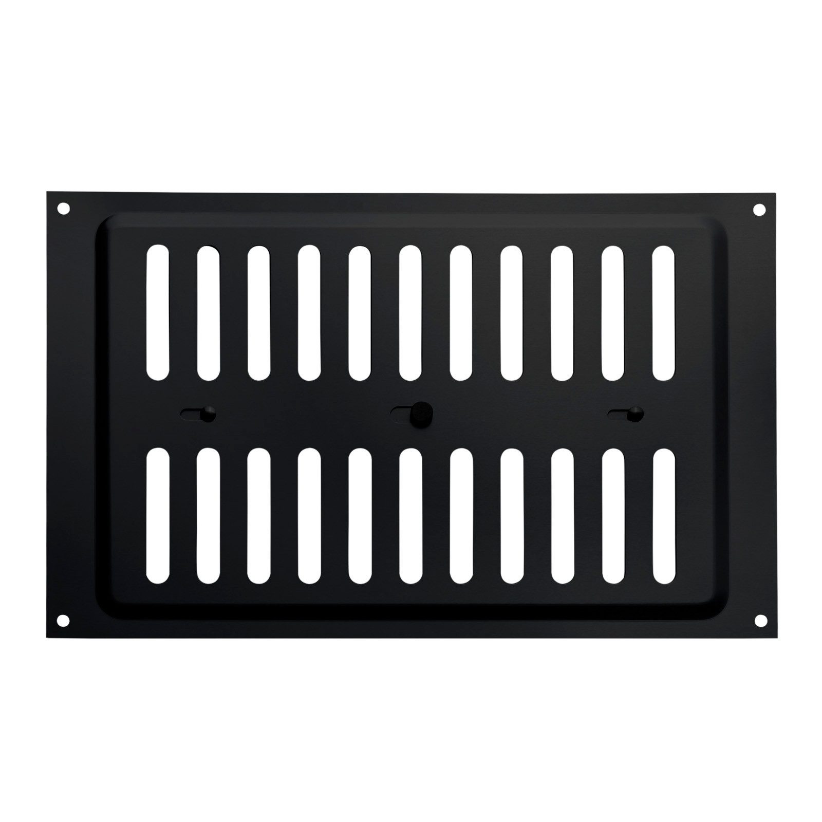 SO-TECH® Lüftungsgitter Belüftungsgitter mit Schiebeverschluss verschließbar (1 St), Edelstahl SS304 schwarz, 260 x 165 mm, Schlitzlochung oval
