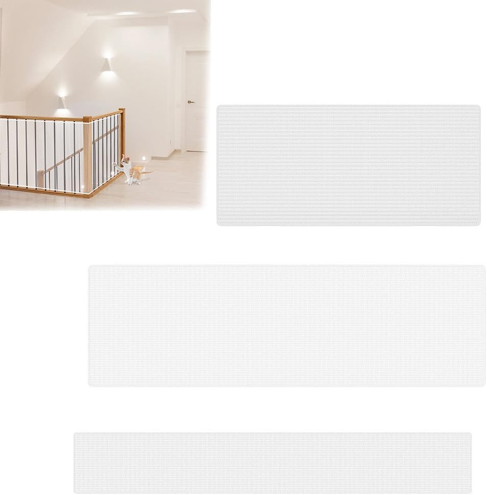 FIVMEN Treppenschutzgitter Treppenschutznetz Treppen Schutznetz für Kinder Haustiere, Sicherheitsnetz Weiß/Schwarz 200/300/450/600cm Breite