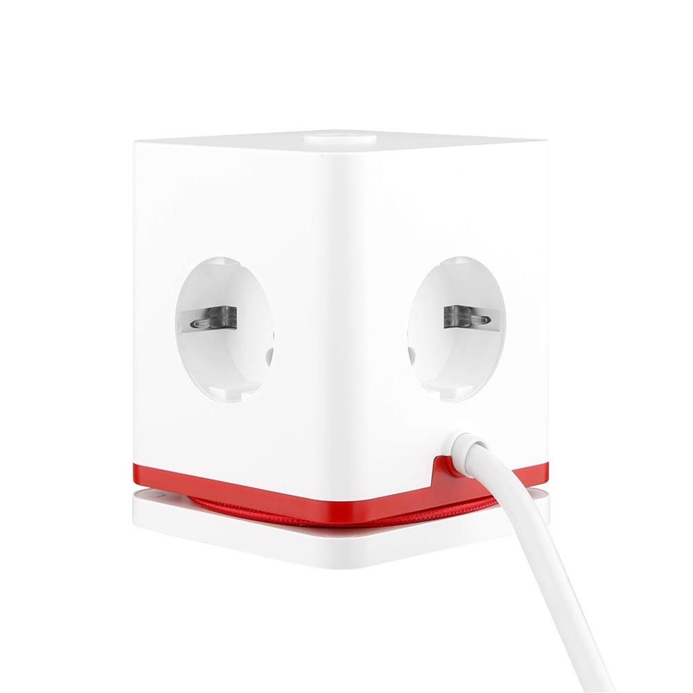 Olympia Steckdosenwürfel SW 1000 Steckdosenleiste, Aufrollbares USB-C-Kabel, Front-USB, Ein-/Aus-Schalter