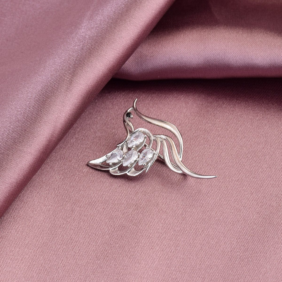 Secretforyou Anstecknadel Brosche Anstecknadel 925 Silber Zirkonia Steine Taube Echtschmuck