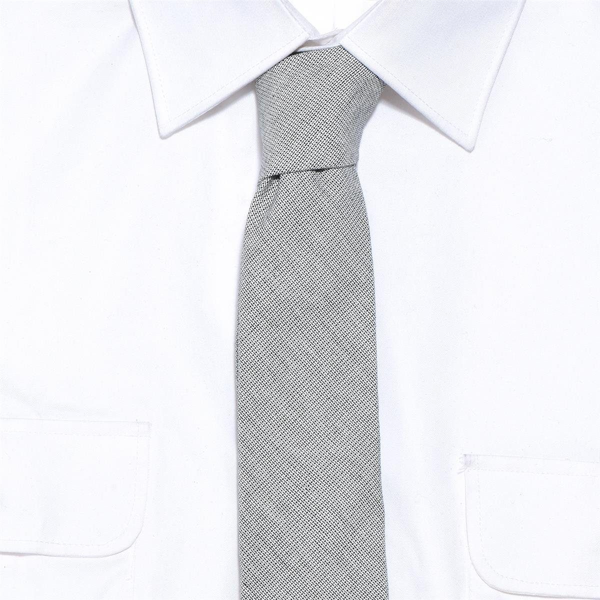 DonDon Krawatte Herren kariert 6 (Packung, gepunkt Muster, oder Baumwolle, einfarbig für Krawatte) und Krawatte Büro cm Veranstaltungen festliche verschiedene jeans-hellgrau-schwarz 1x 1-St
