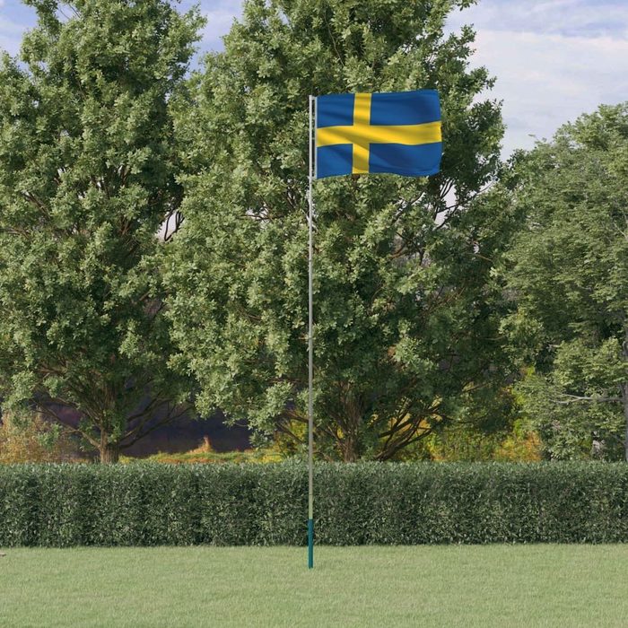 vidaXL Flagge Flagge Schwedens mit Mast 5 55 m Aluminium