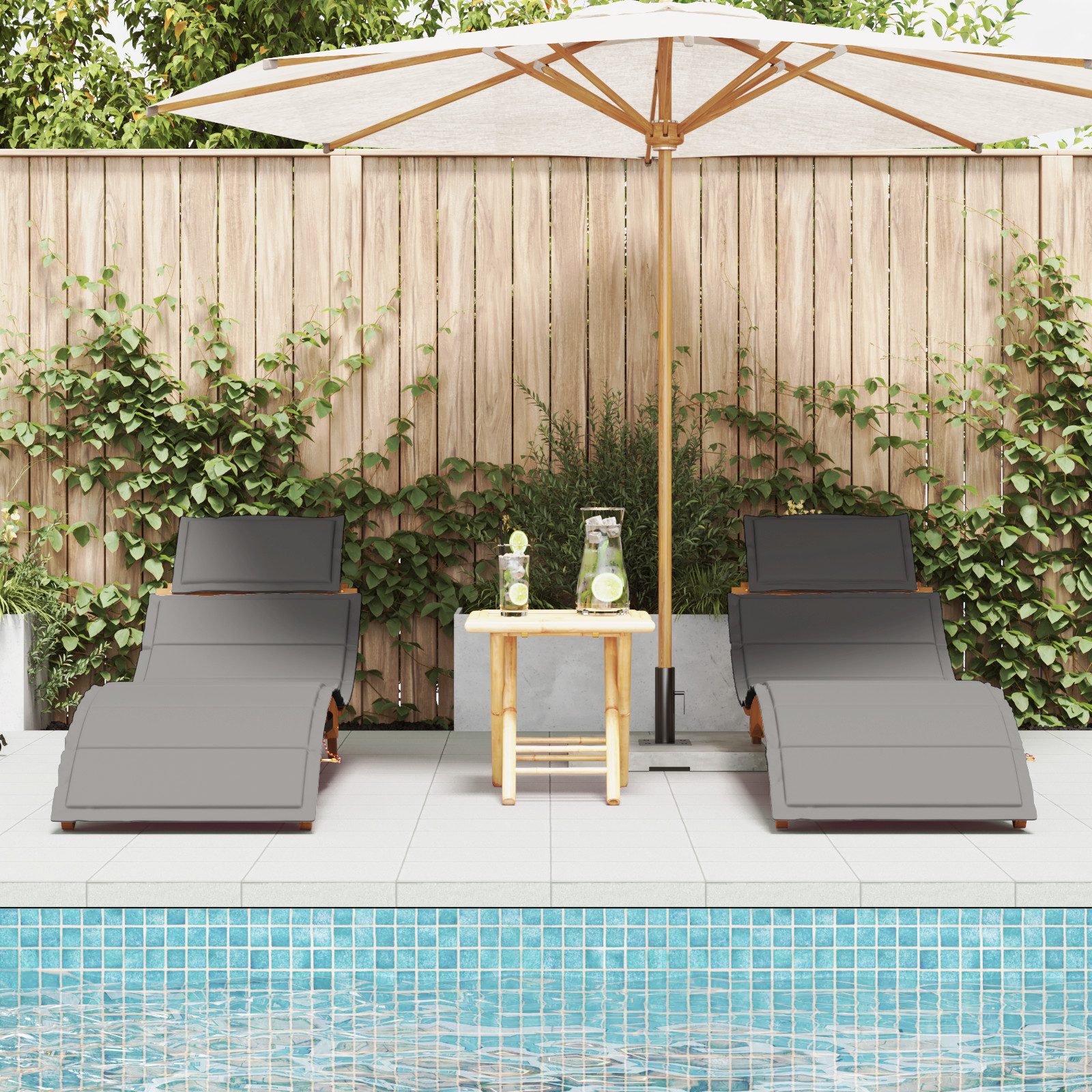 vidaXL Gartenliege Sonnenliegen mit Kissen 2 günstig online kaufen