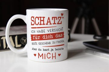 MoonWorks Tasse Kaffee-Tasse Schatz ich habe versucht für dich das beste Geschenk zu finden Geschenkidee Liebe Moonworks®, Keramik