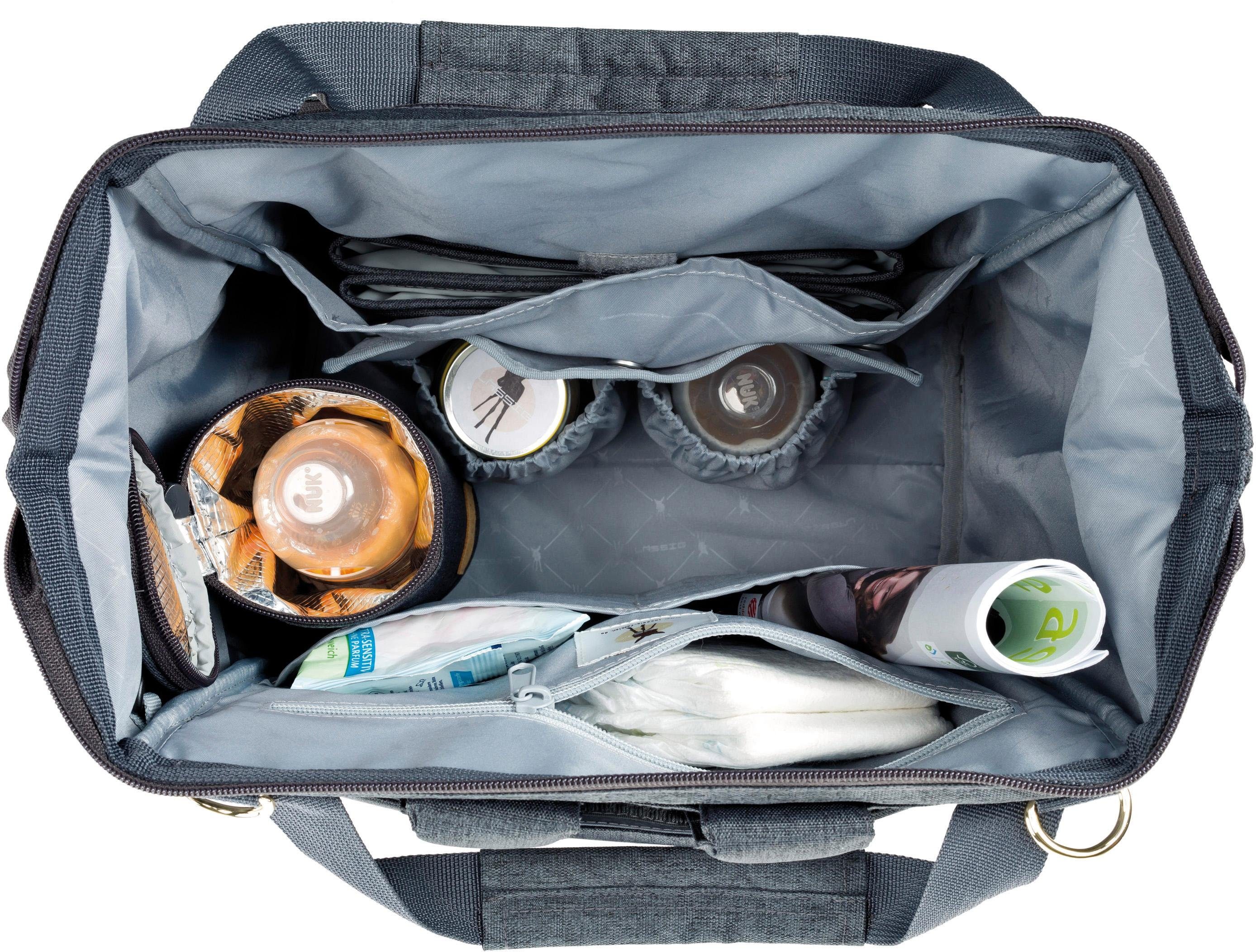 LÄSSIG Wickelrucksack Glam, Goldie, Backpack Anthracite, PETA-approved vegan