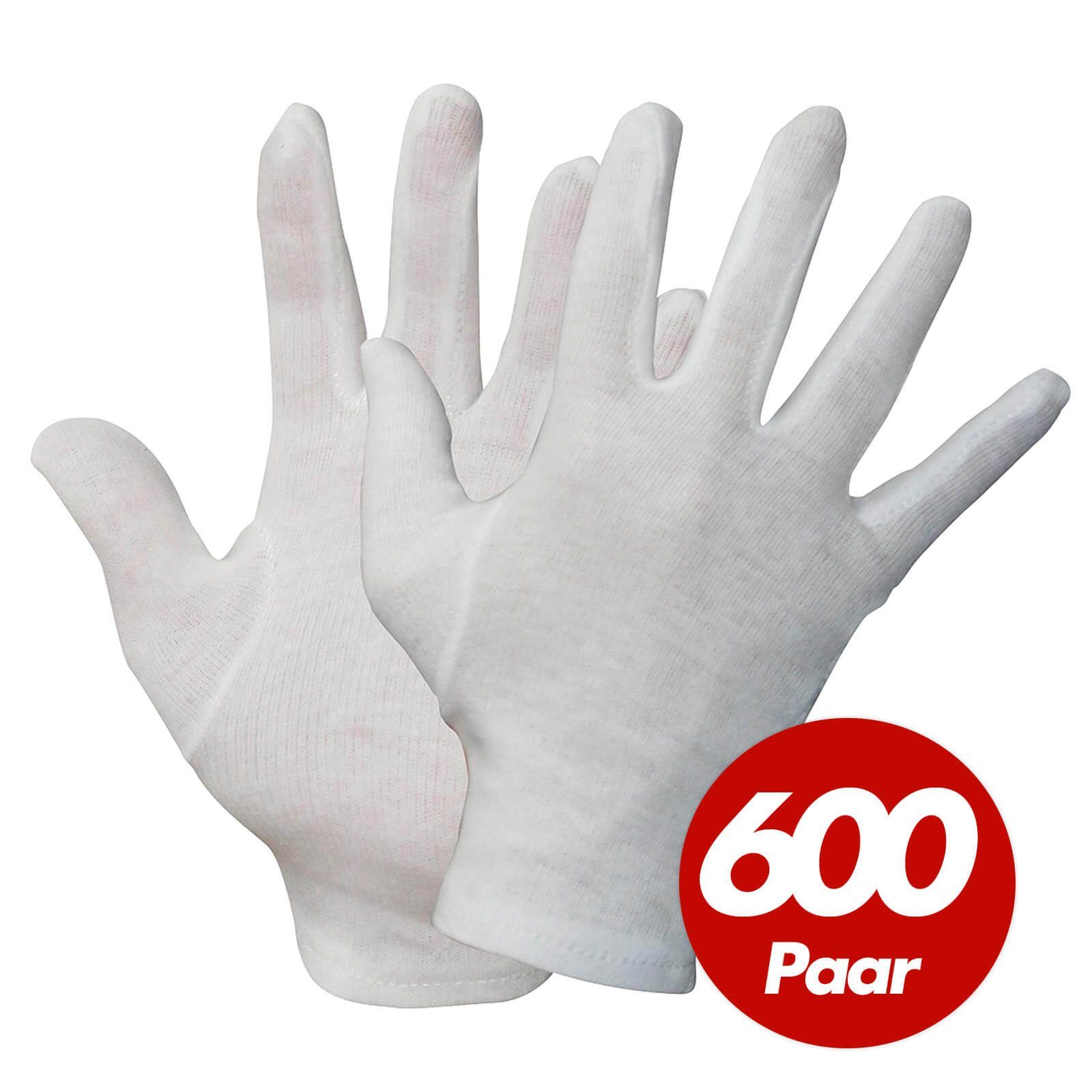 600 Baumwollhandschuhe NITRAS Paar Baumwoll Unterziehhandschuhe, (Spar-Set) Nitras VPE Trikot-Handschuhe,