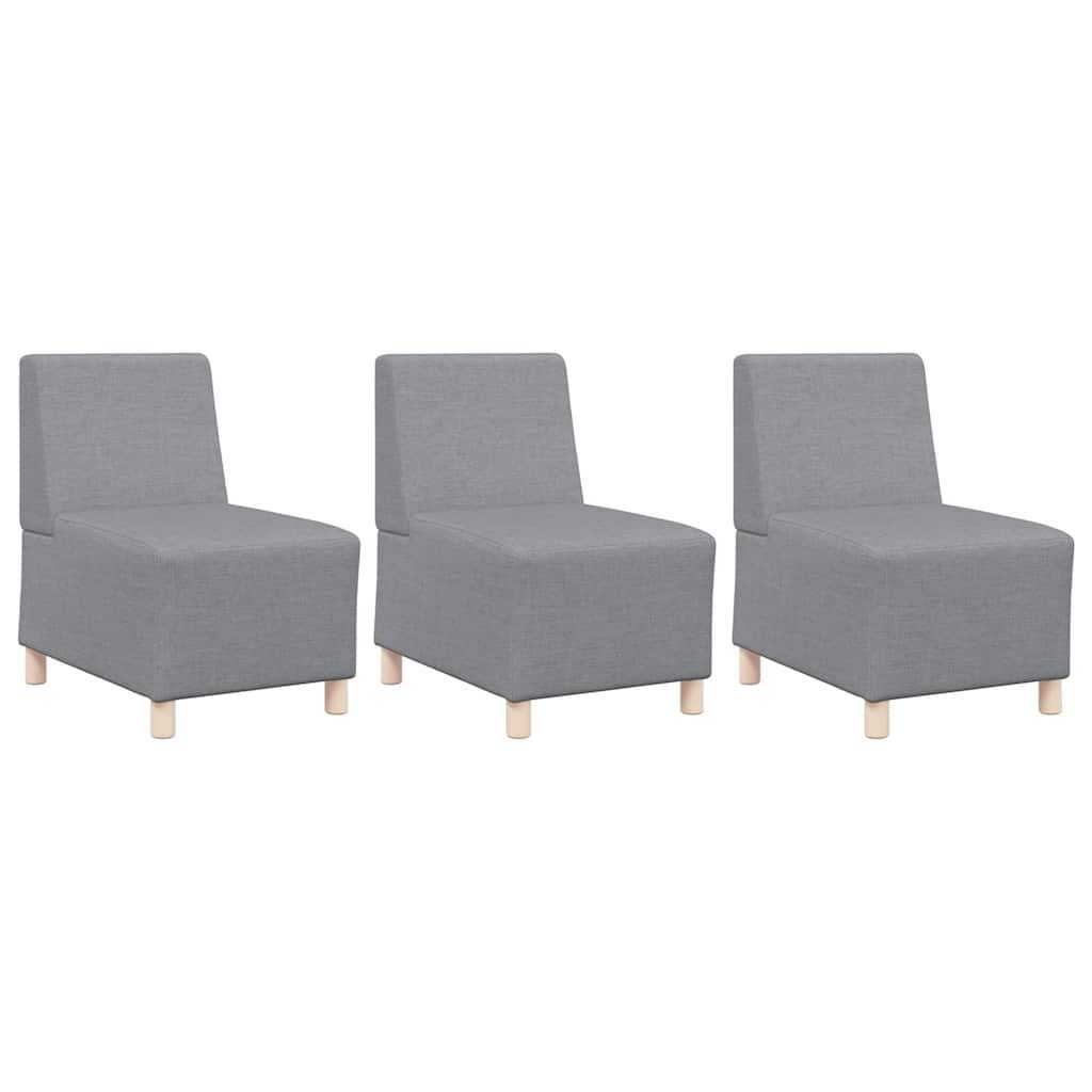 vidaXL Sofa Modulares Armfreies Sofa 3 pcs Hellgrau 55 x 74 x 82 cm Stoff, 3 Teile