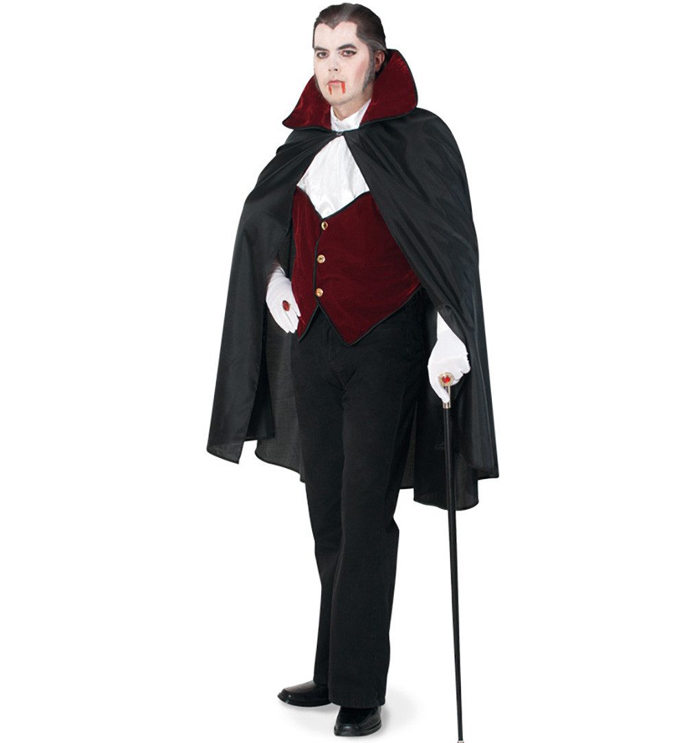 Vampir-Kostüm Luxus Graf Dracula Umhang mit Piqué Weste und Jabot Halloween Karneval