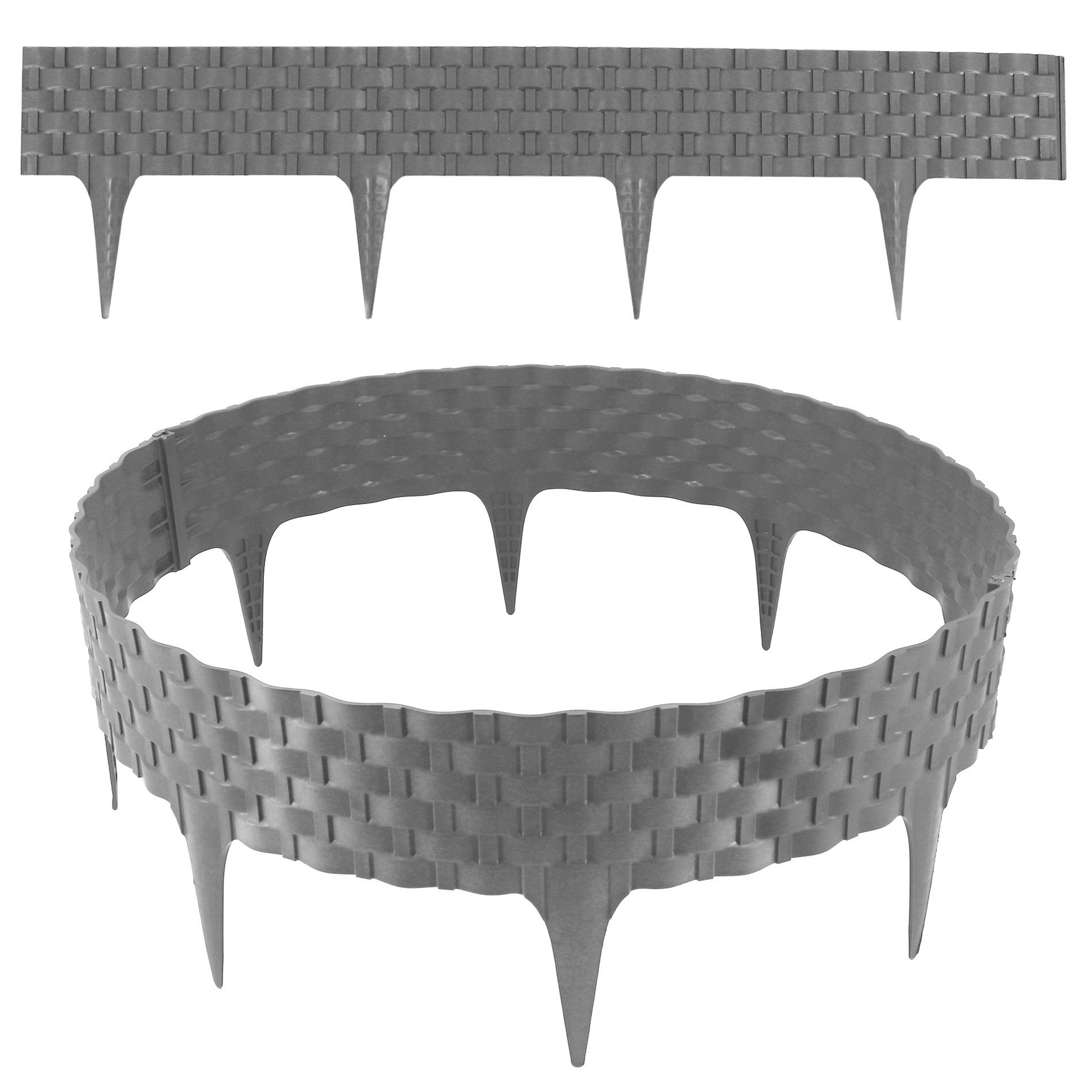 Beetumrandung Rasenkante Rattanoptik I Grau I 20x80 cm Module I Kunststoff Beeteinfa