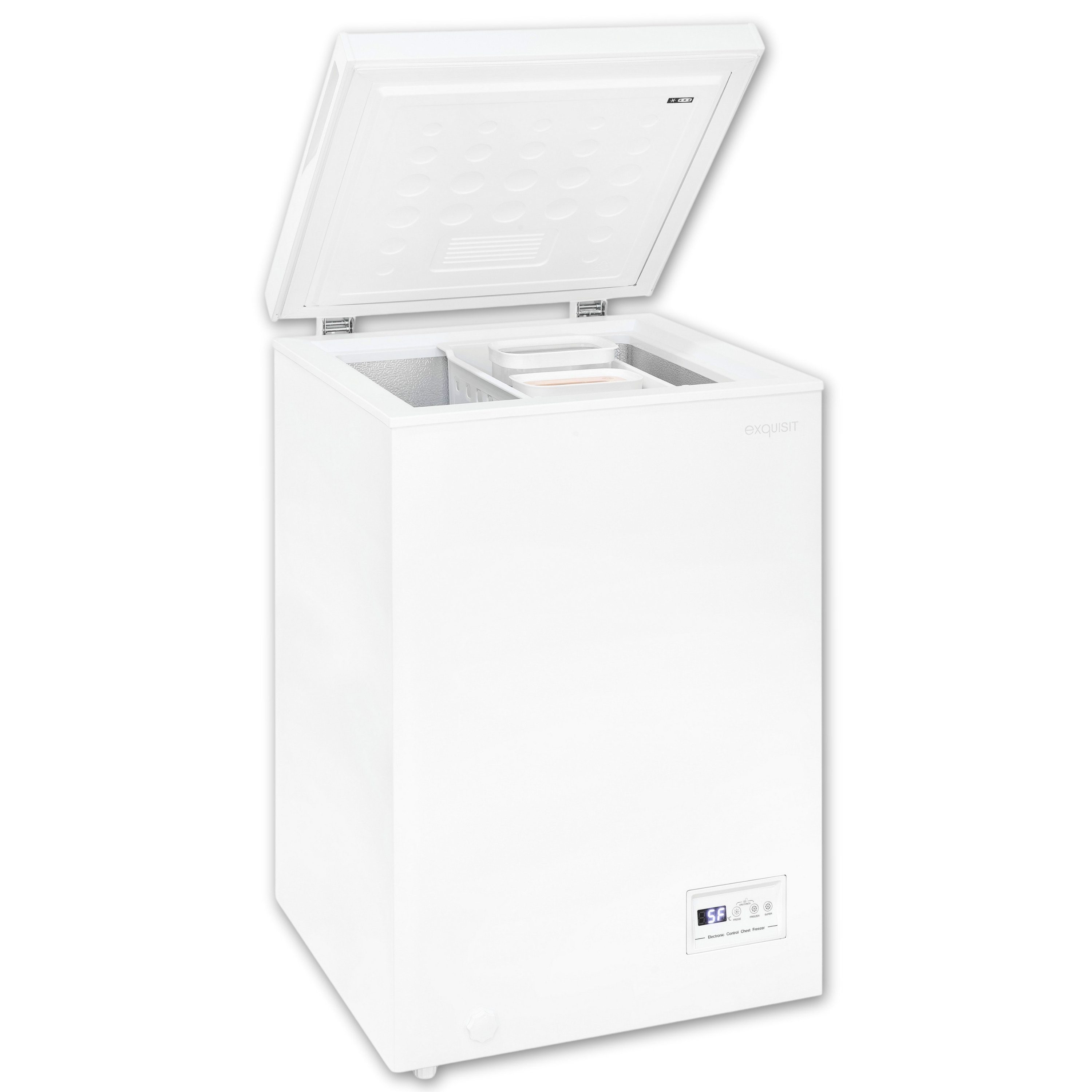 exquisit Gefriertruhe GT101-E-040E, 45.5 cm breit, 98 l, 4-Sterne-Gefriertruhe, Toplader, Temperaturanzeige, Temperaturregelung