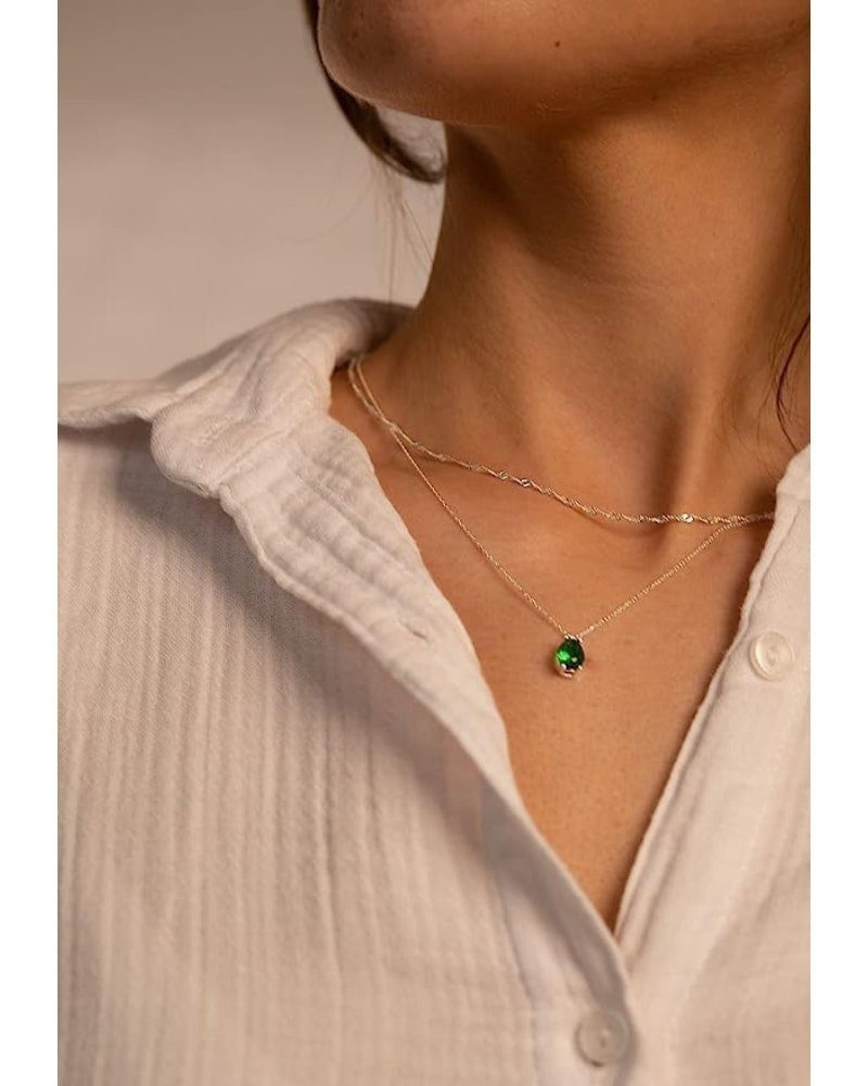 Halskette Tropfen Zirkonia Anhänger, Einzelstück Einzelstück Kristall mit Grün Armband Stein