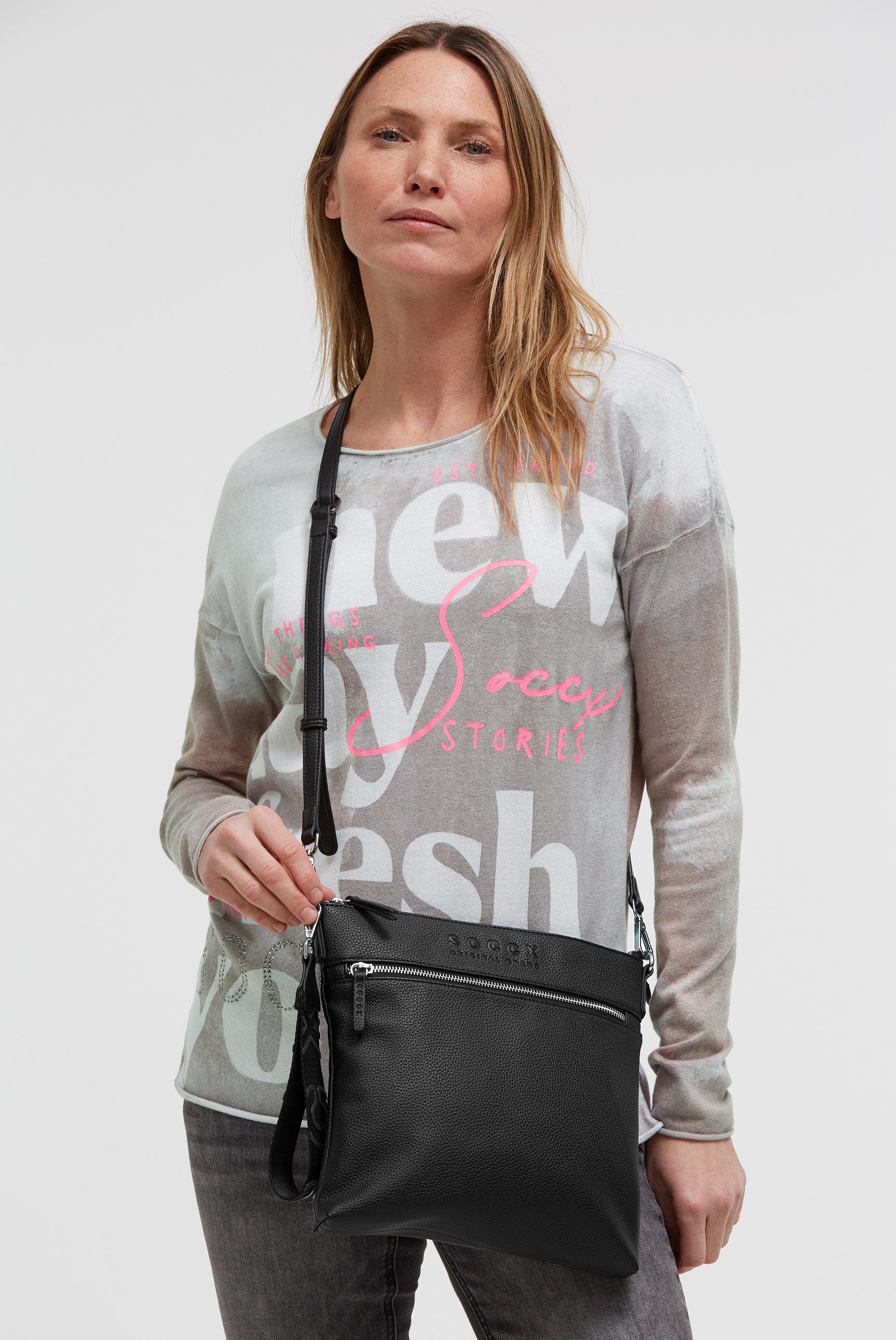 SOCCX Umhängetasche, mit großem RV-Außenfach