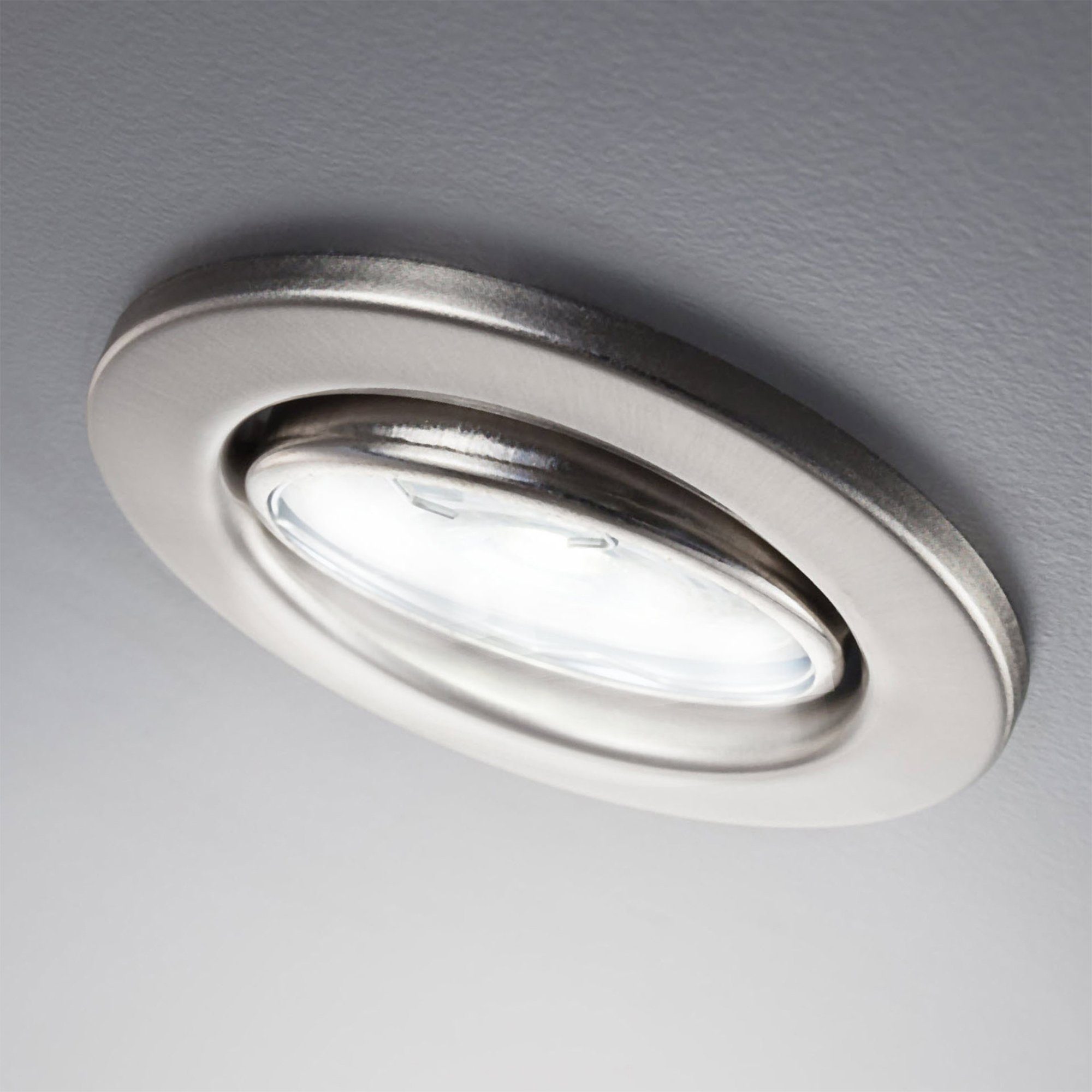 B.K.Licht LED Einbauleuchte Layna, Leuchtmittel inkl. Leuchtmittel schwenkbar, IP23 LED dimmbar, Einbauspots, wechselbar, Warmweiß, Strahler