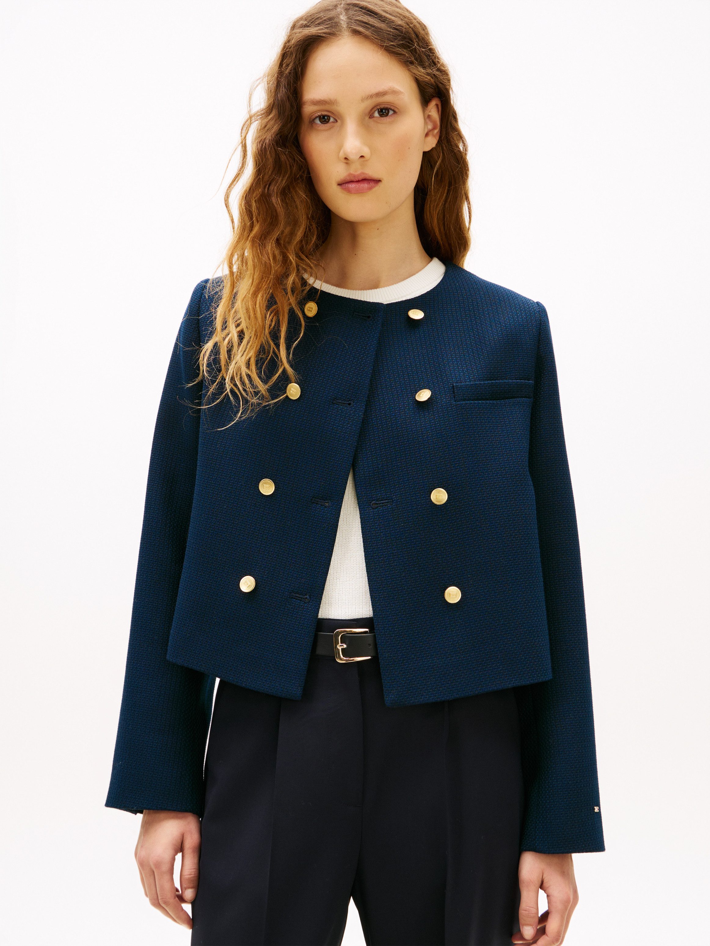 Tommy Hilfiger Kurzblazer PREPPY TEXTURE LADY JACKET
