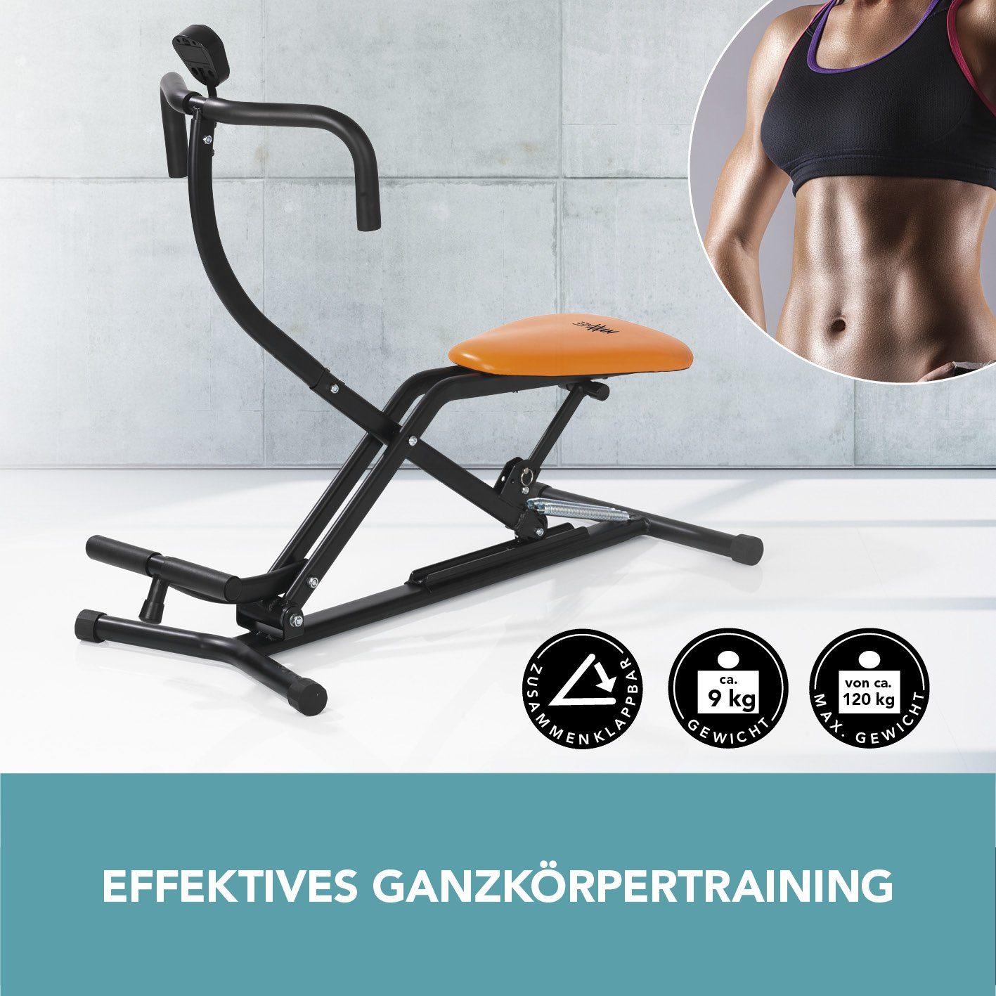 dem Eigengewicht Trainingsgerät Oberkörpertraining mit & MAXXMEE Crunch Multitrainer - Kräftigung Glide,
