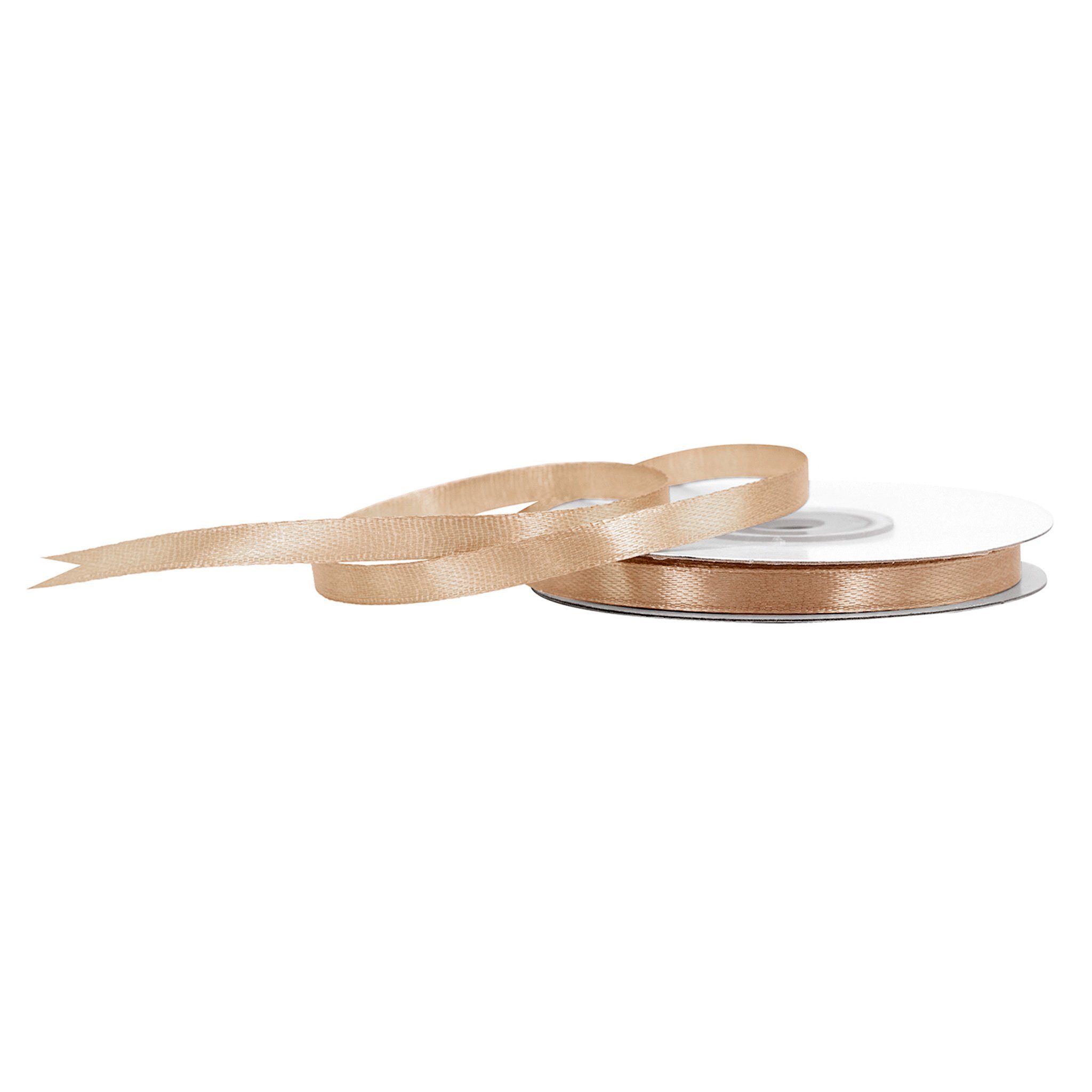 Creativery Geschenkband, Satinband 6mm x 25m Rolle Hellbraun