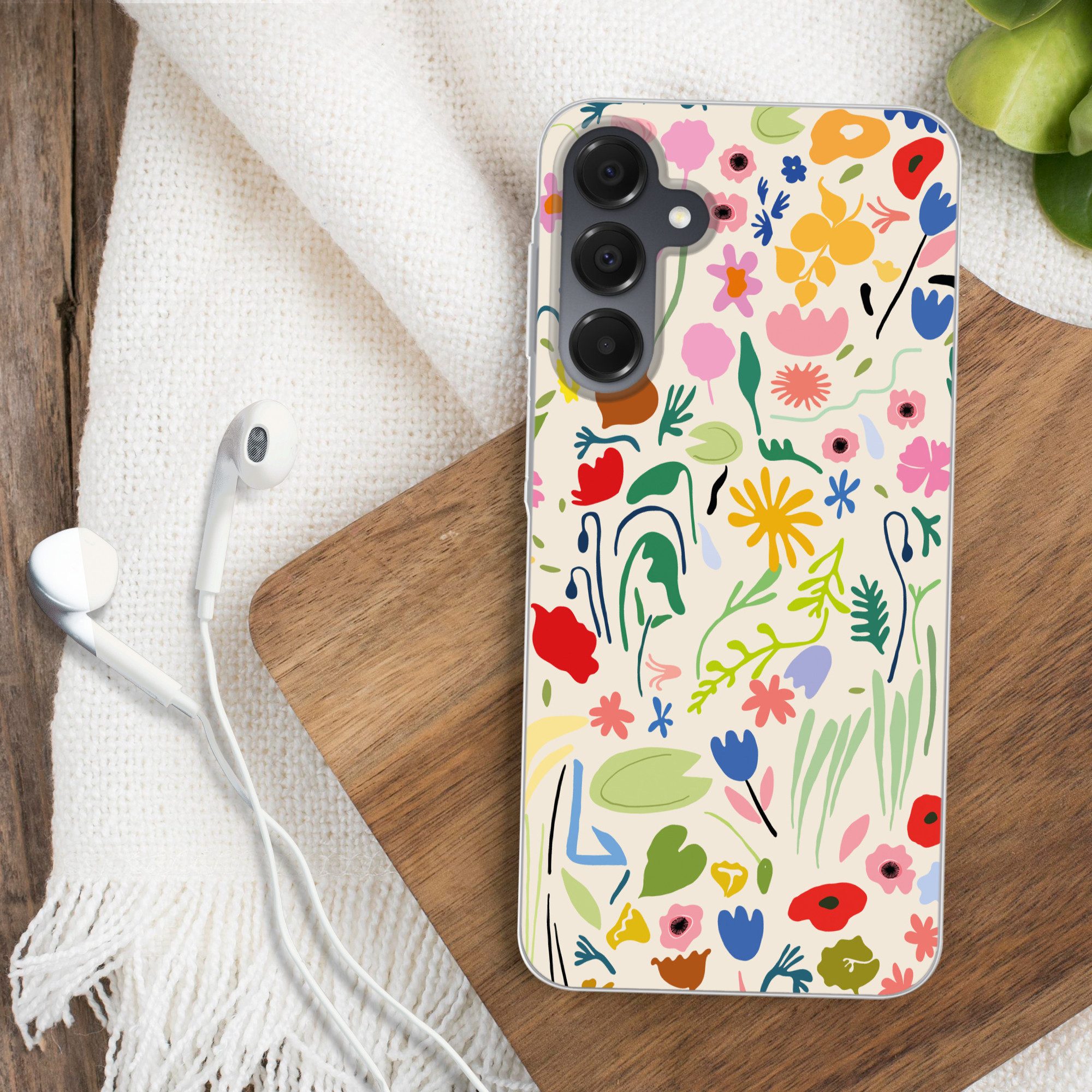 MuchoWow Handyhülle für Samsung Galaxy A16 5G Blumen - Muster - Pflanzen, Phone Case, Silikon, Schutzhülle Dünn