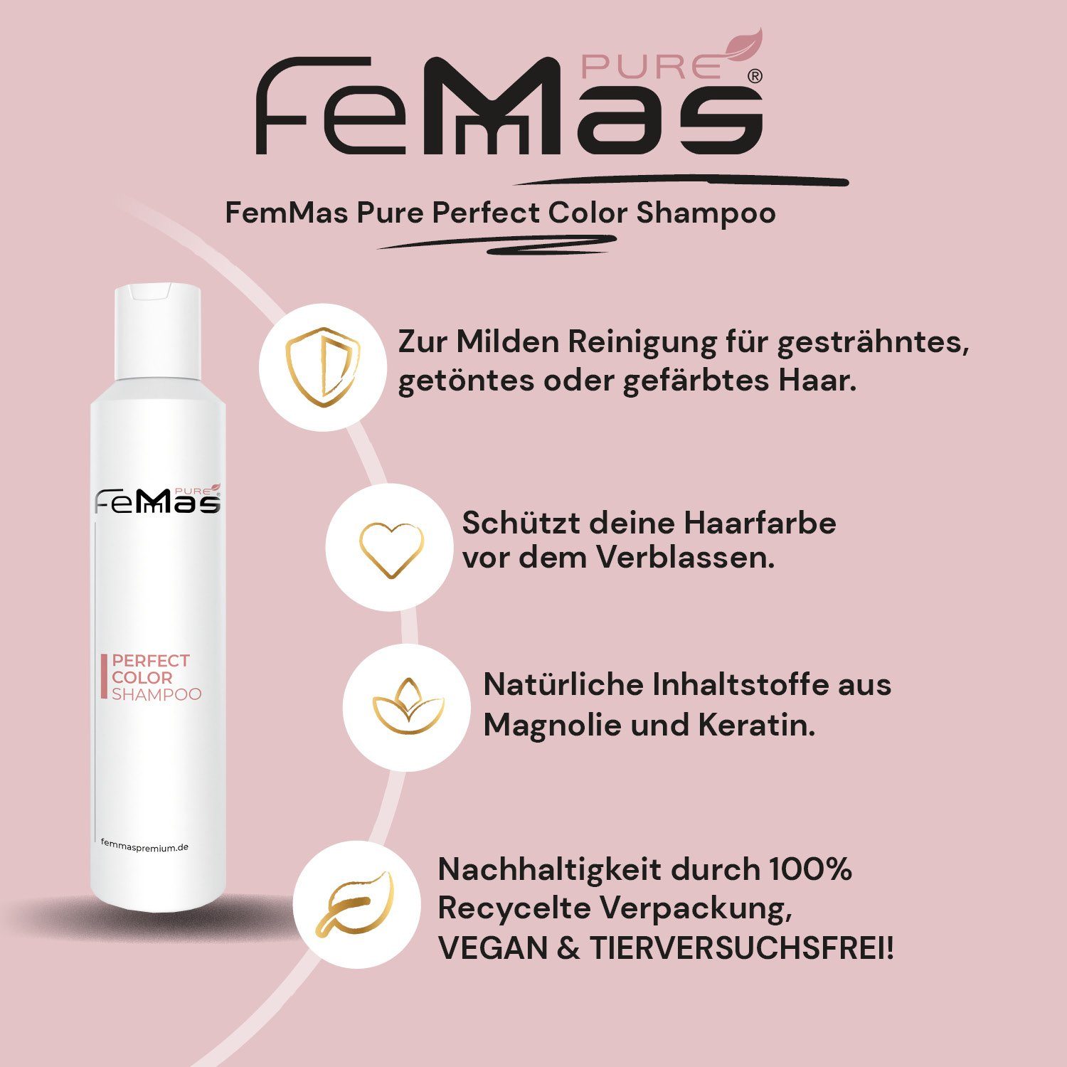 Femmas Premium Color Mask 200ml Shampoo & Perfect Femmas Haarpflege-Set Pure -5-tlg. 200ml, Perfect Color
