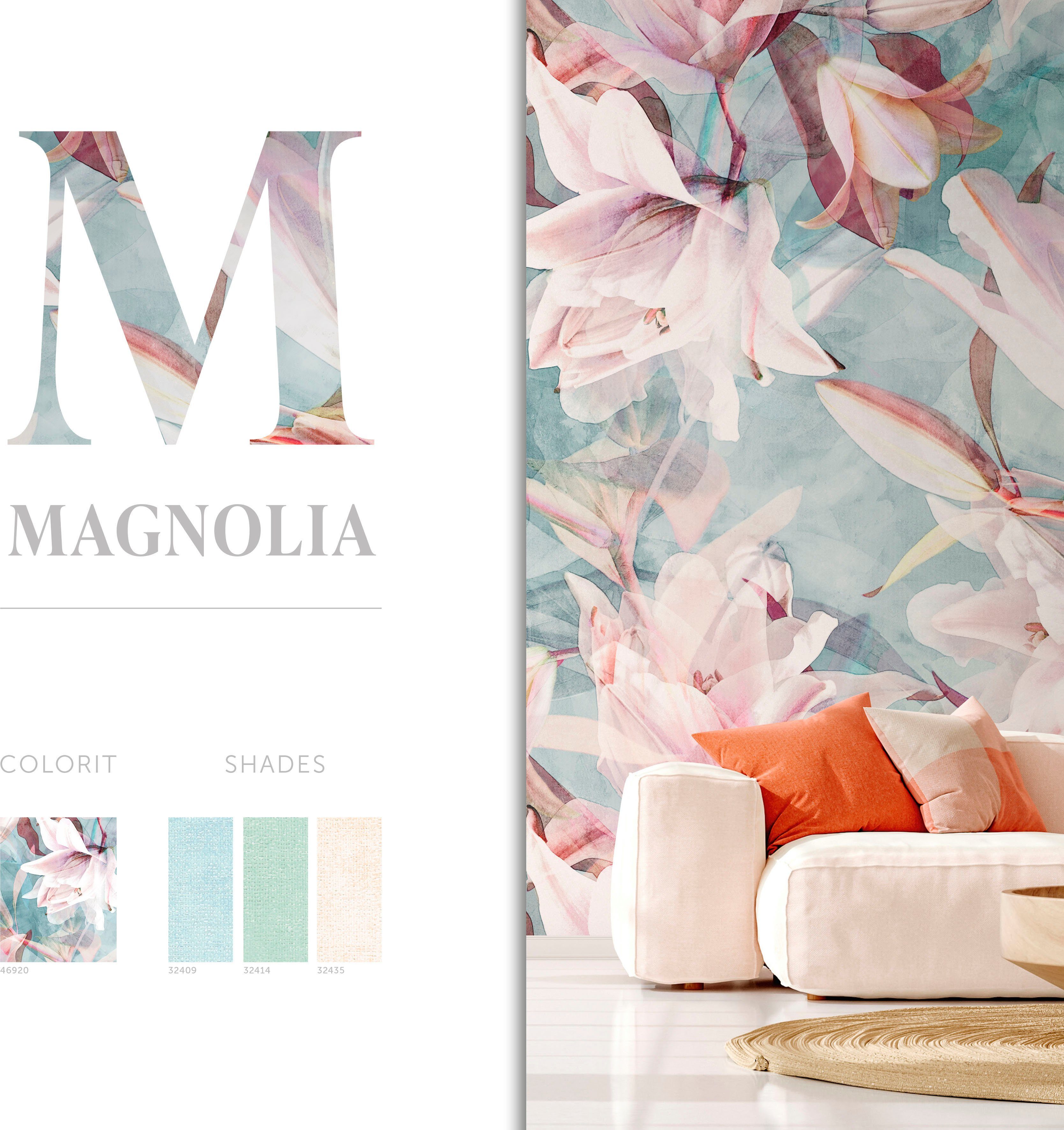 Küche matt, Marburg glatt, für Schlafzimmer Fototapete Vliestapete Magnolia, moderne Wohnzimmer