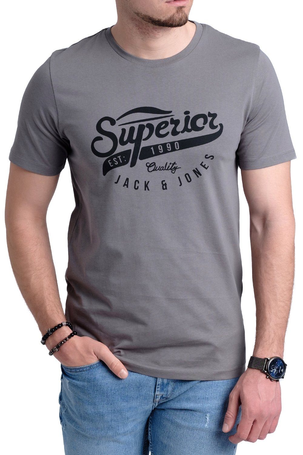 Jack & T-Shirt Jones Aufdruck aus Print-Shirt OPT19 mit Baumwolle