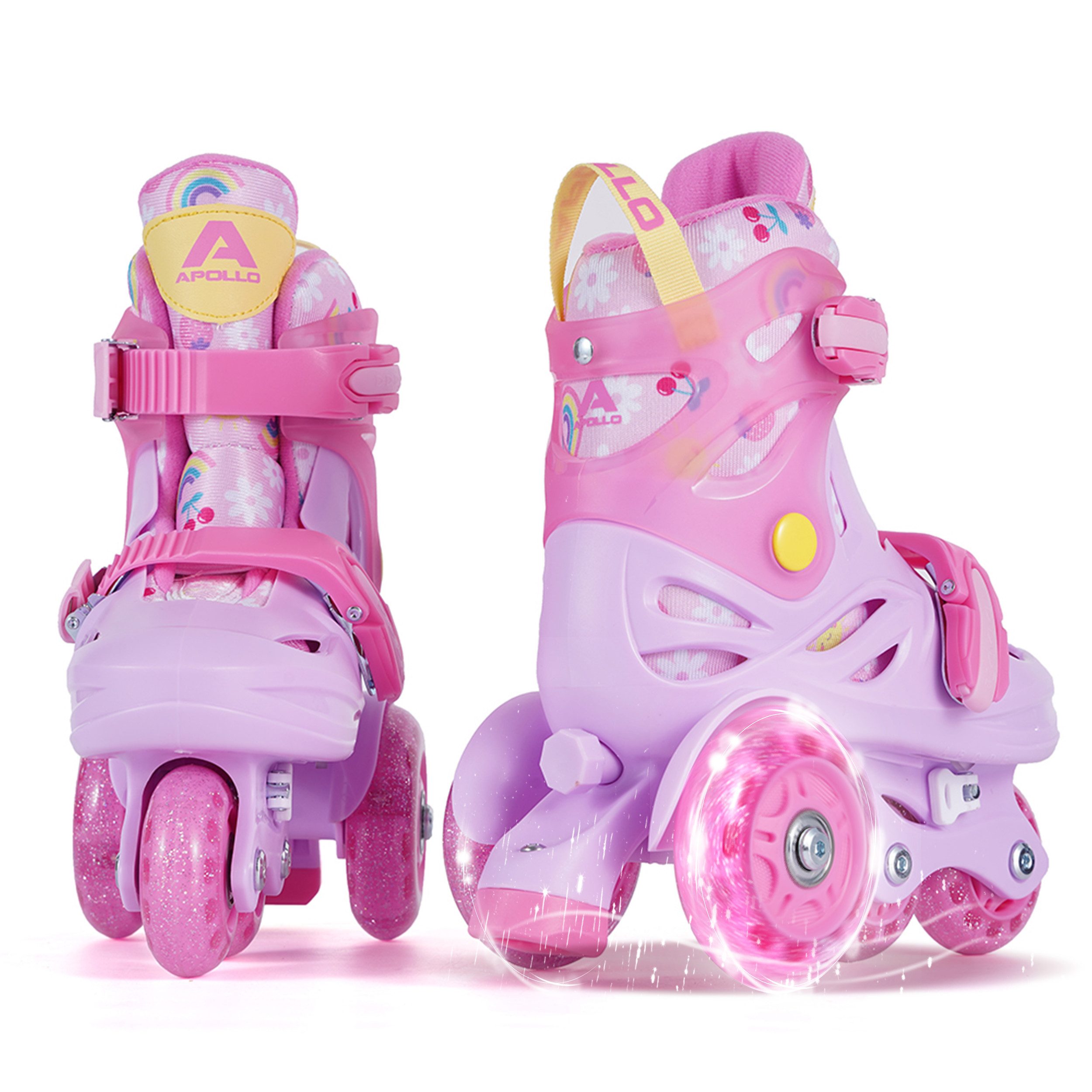 Apollo Rollschuhe Verstellbare Hybrid-Rollschuhe Kinder, Größe 26-30, ideal für Anfänger, mit LED-Rollen, stabil & farbenfroh